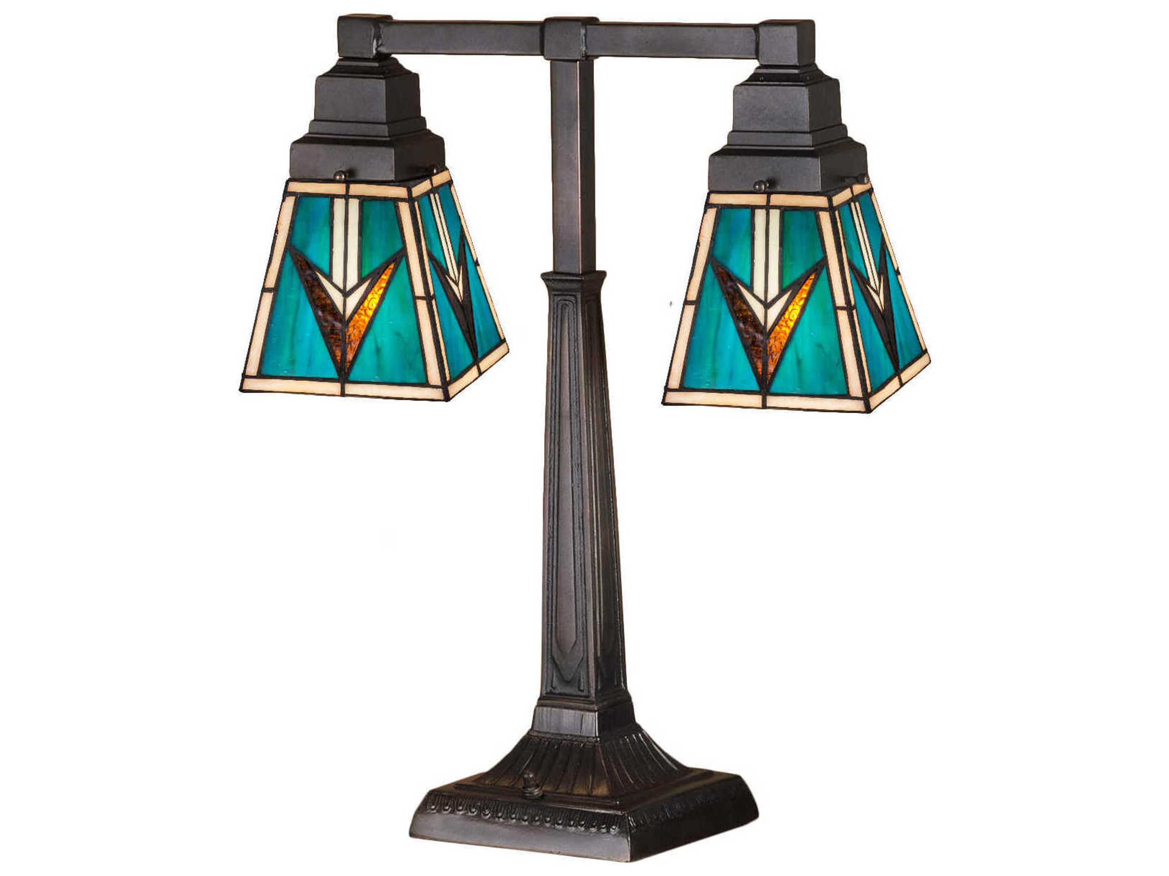 Valencia Mission 2 Arm Bronze Tiffany Table Lamp