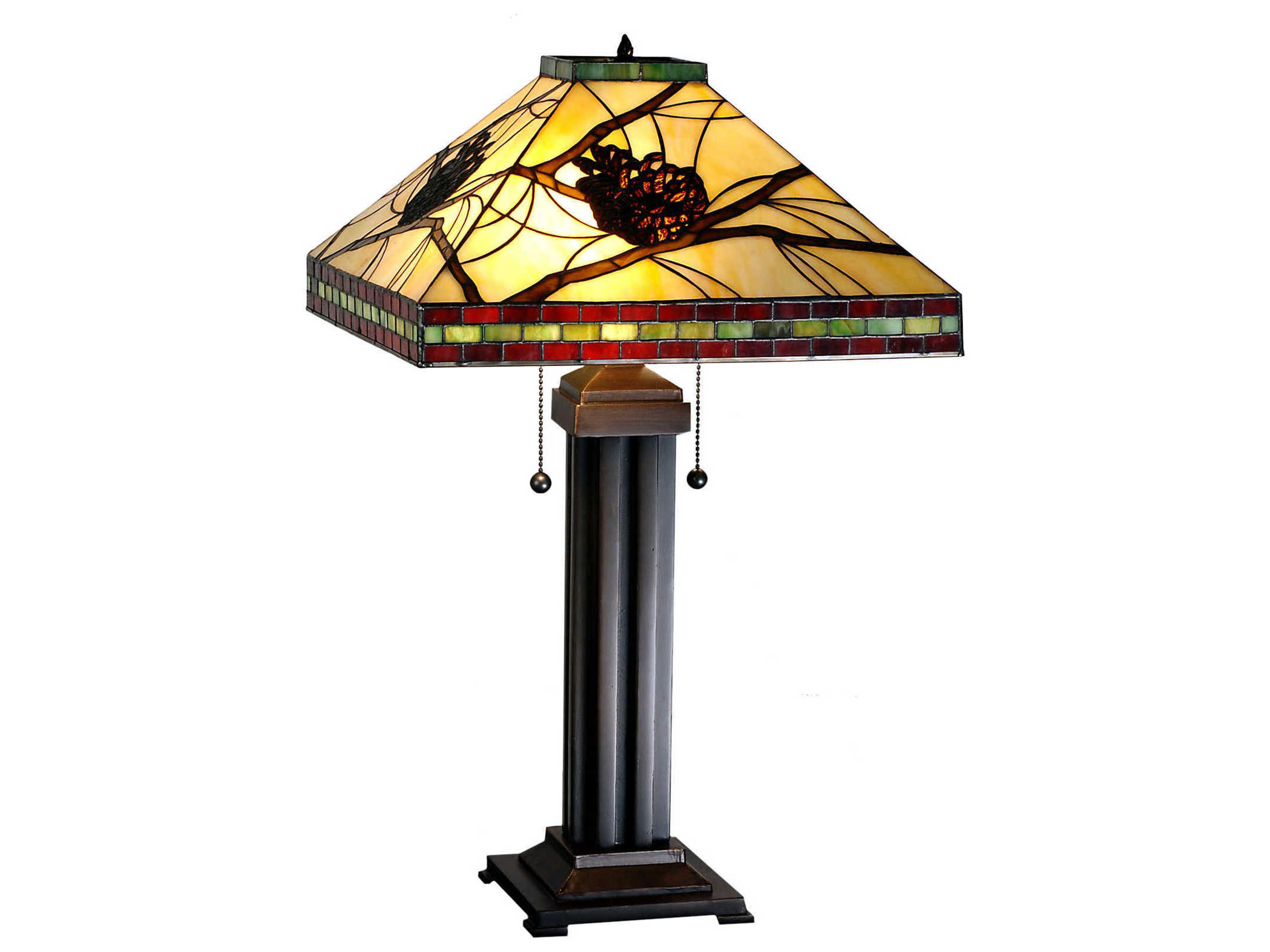 Burgundy Pine Branch Mission Table Lamp