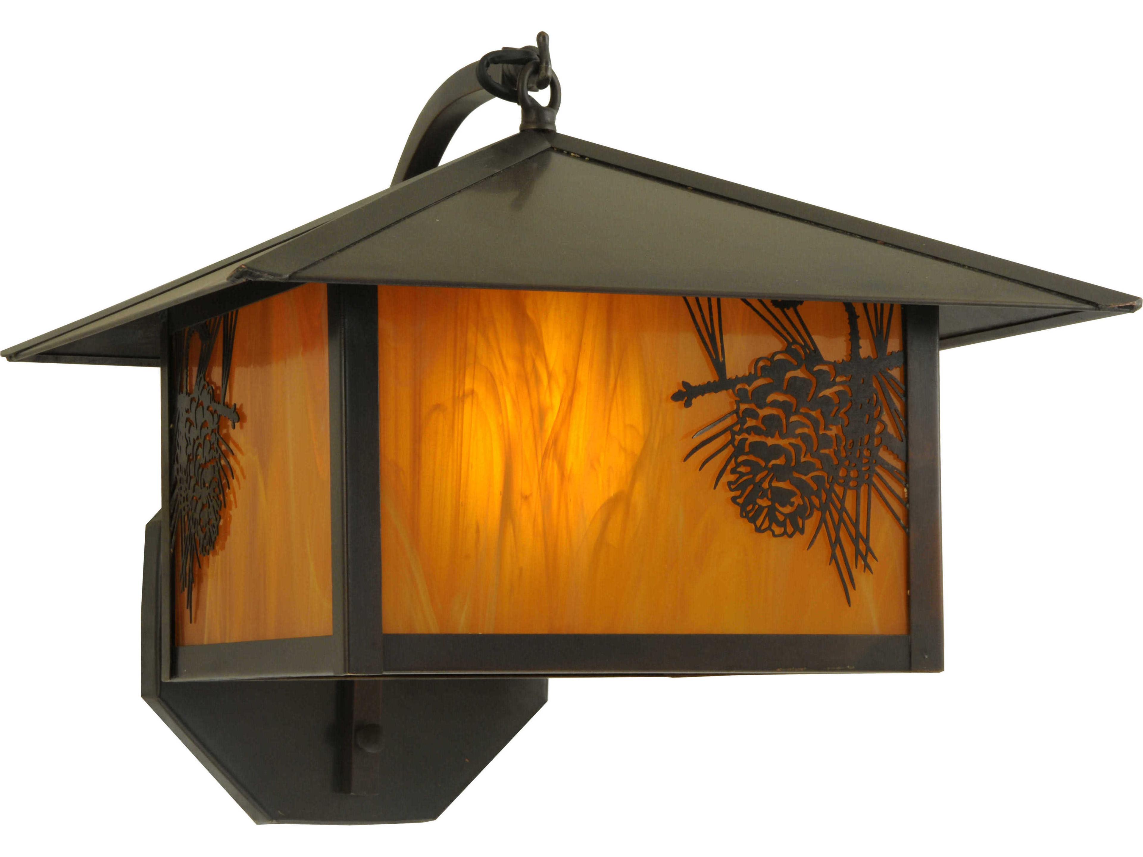Seneca Winter Pine Curved Arm Outdoor Wall Light
