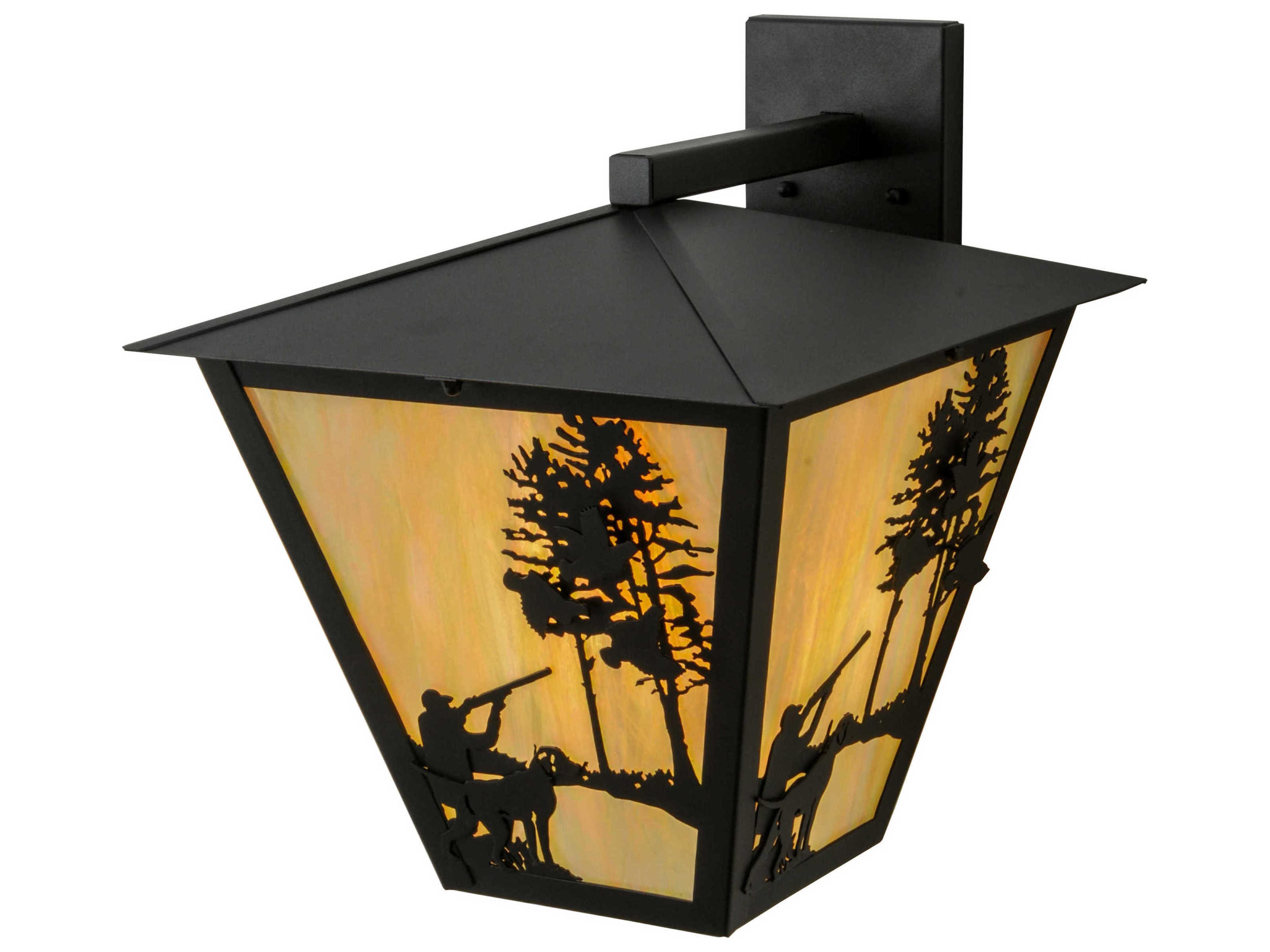 Quail Hunter with Dog Solid Mount Outdoor Wall Light