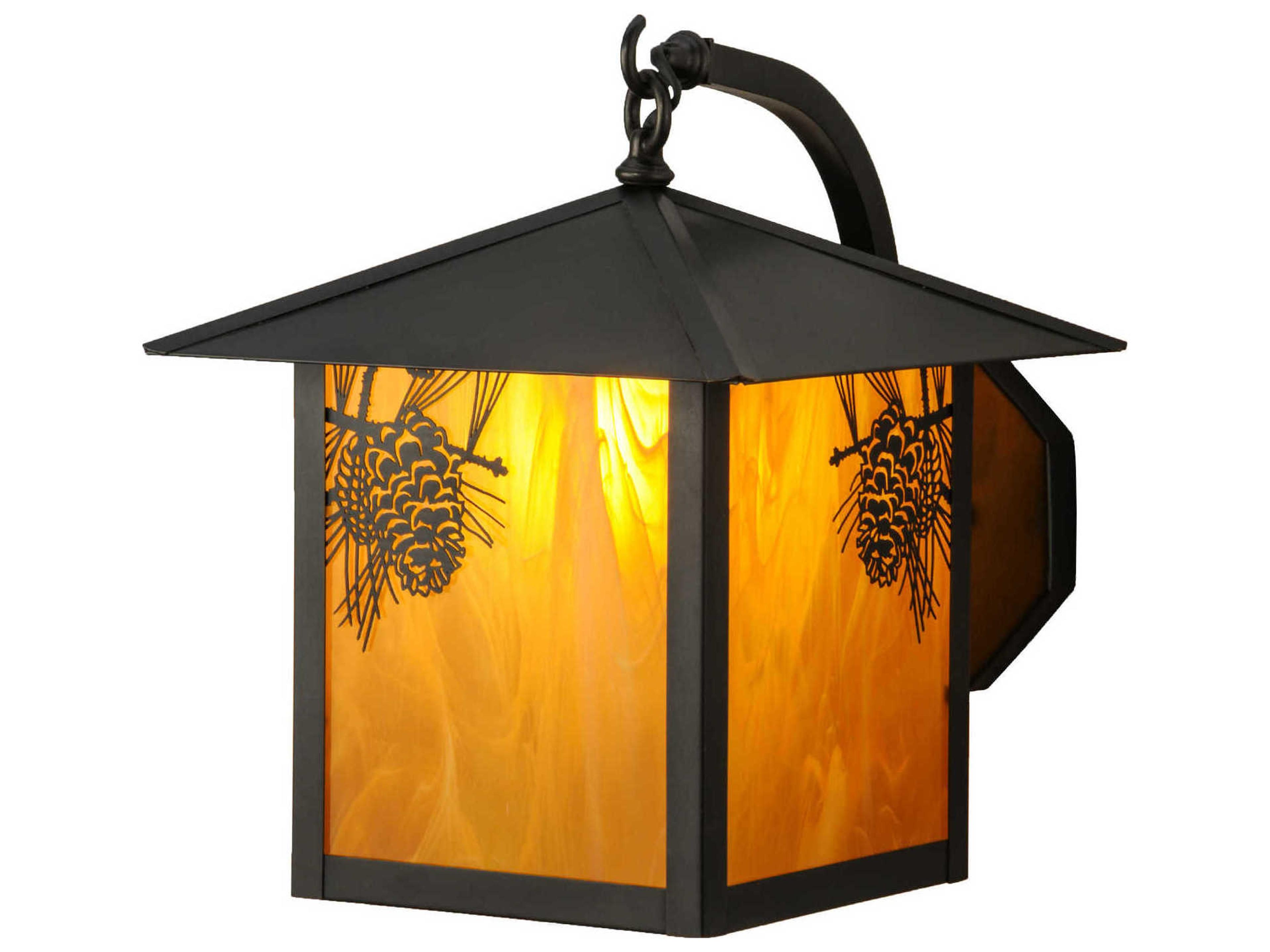 Seneca Winter Pine Curved Arm Outdoor Wall Light