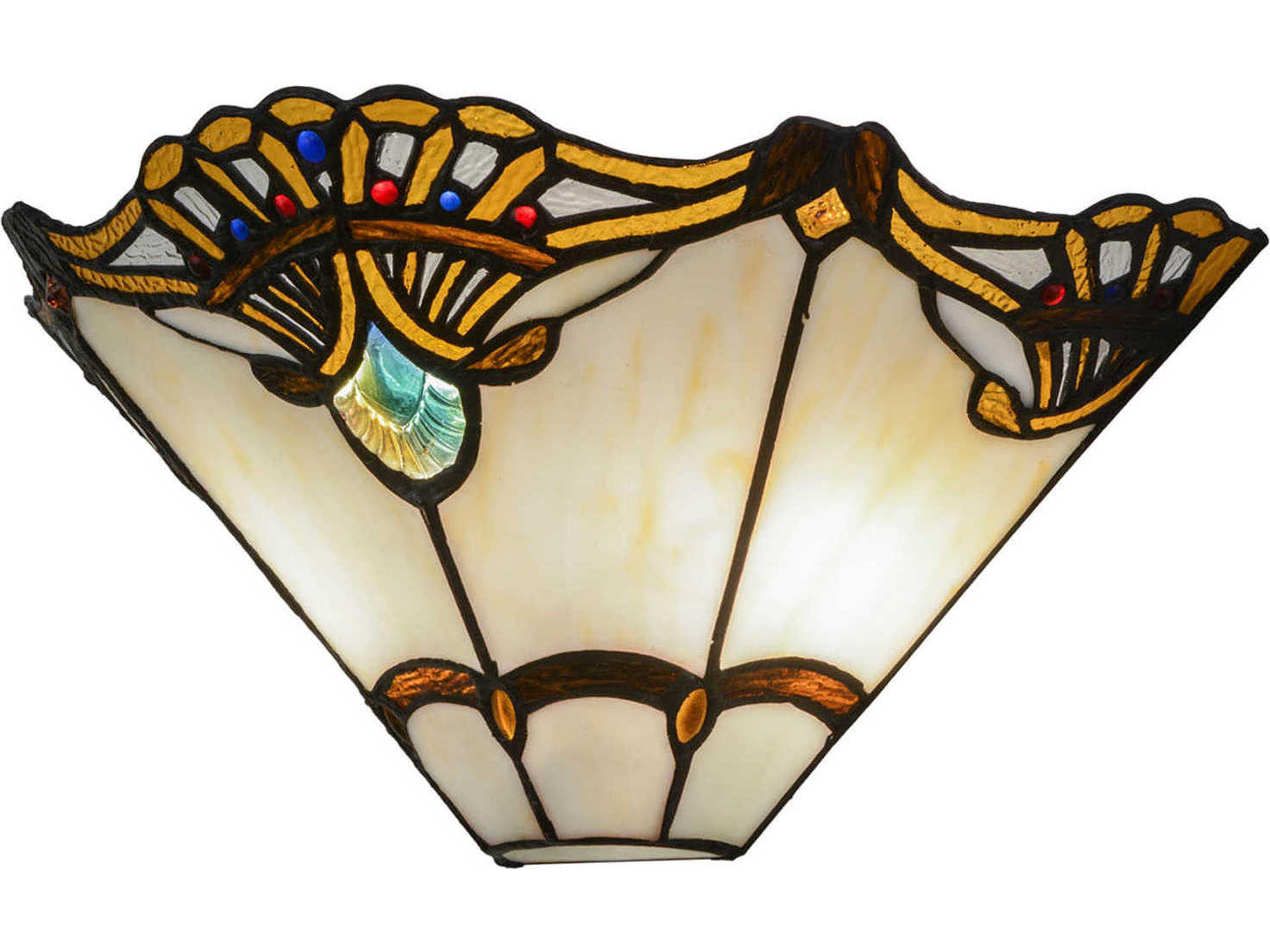 Shell With Jewels 2-Light Off White Tiffany Wall Sconce