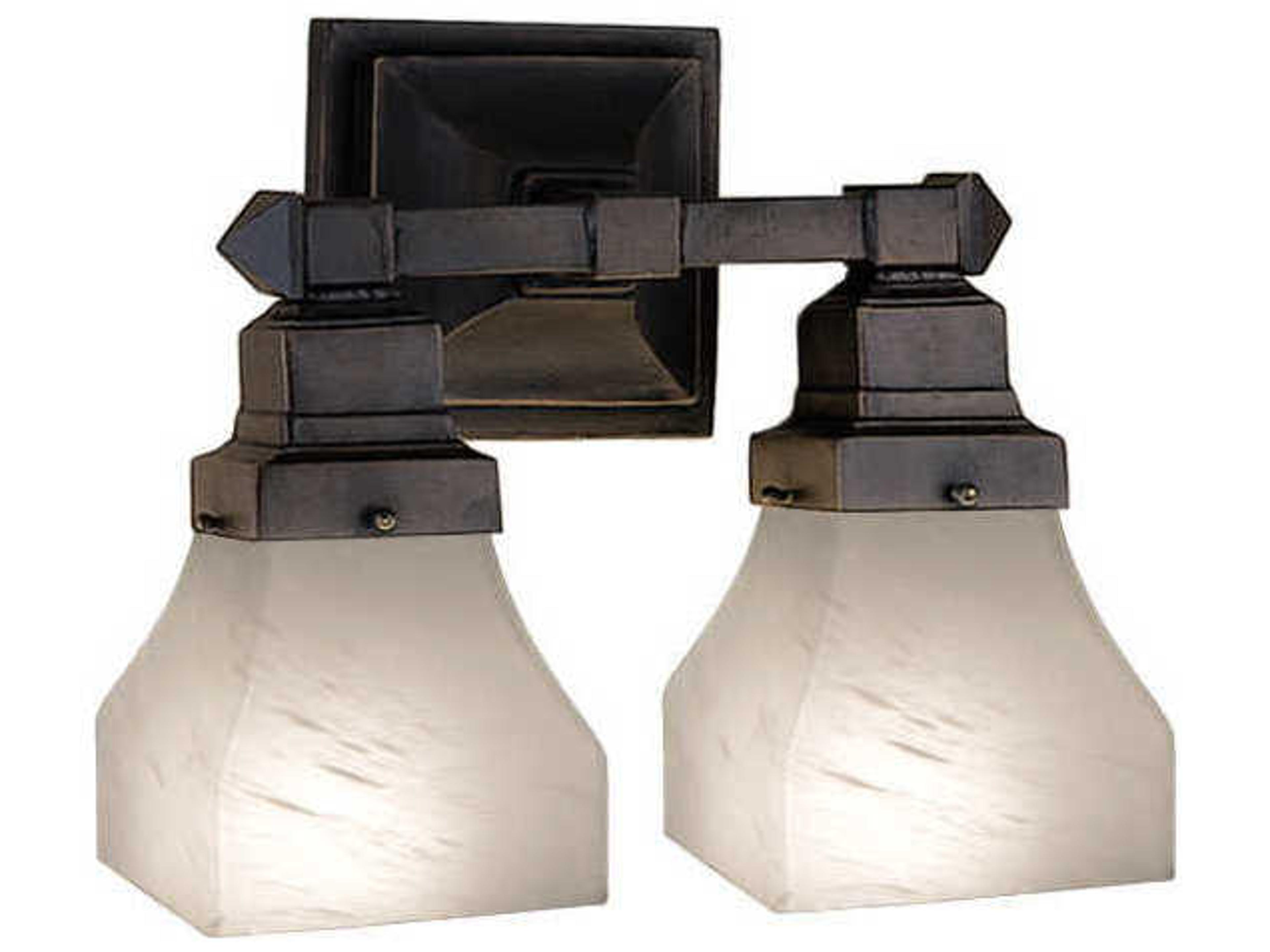 Mission 2-Light Bronze Glass Wall Sconce