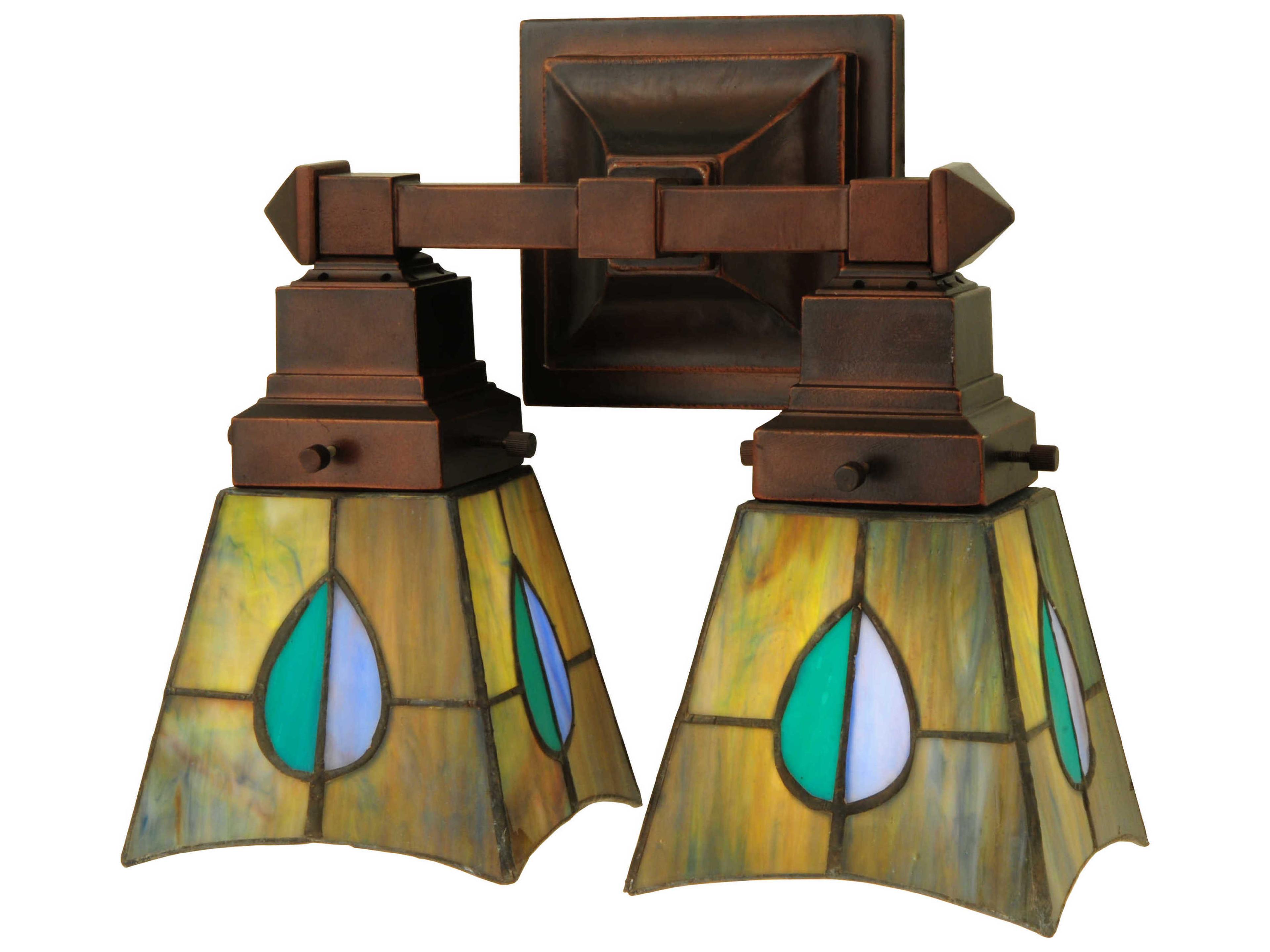 Mission 2-Light Bronze Tiffany Wall Sconce