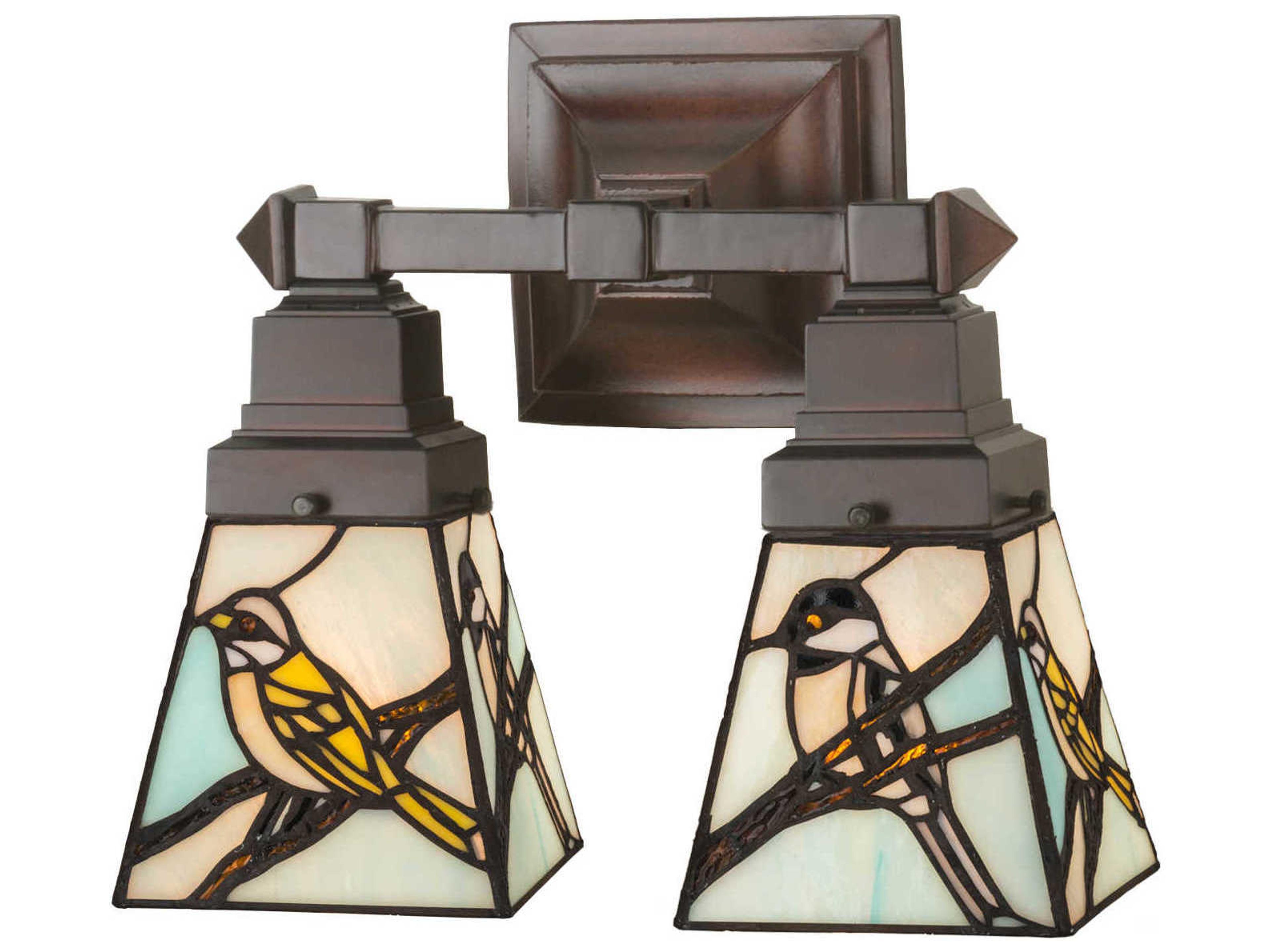 Mission 2-Light Brown Glass Wall Sconce