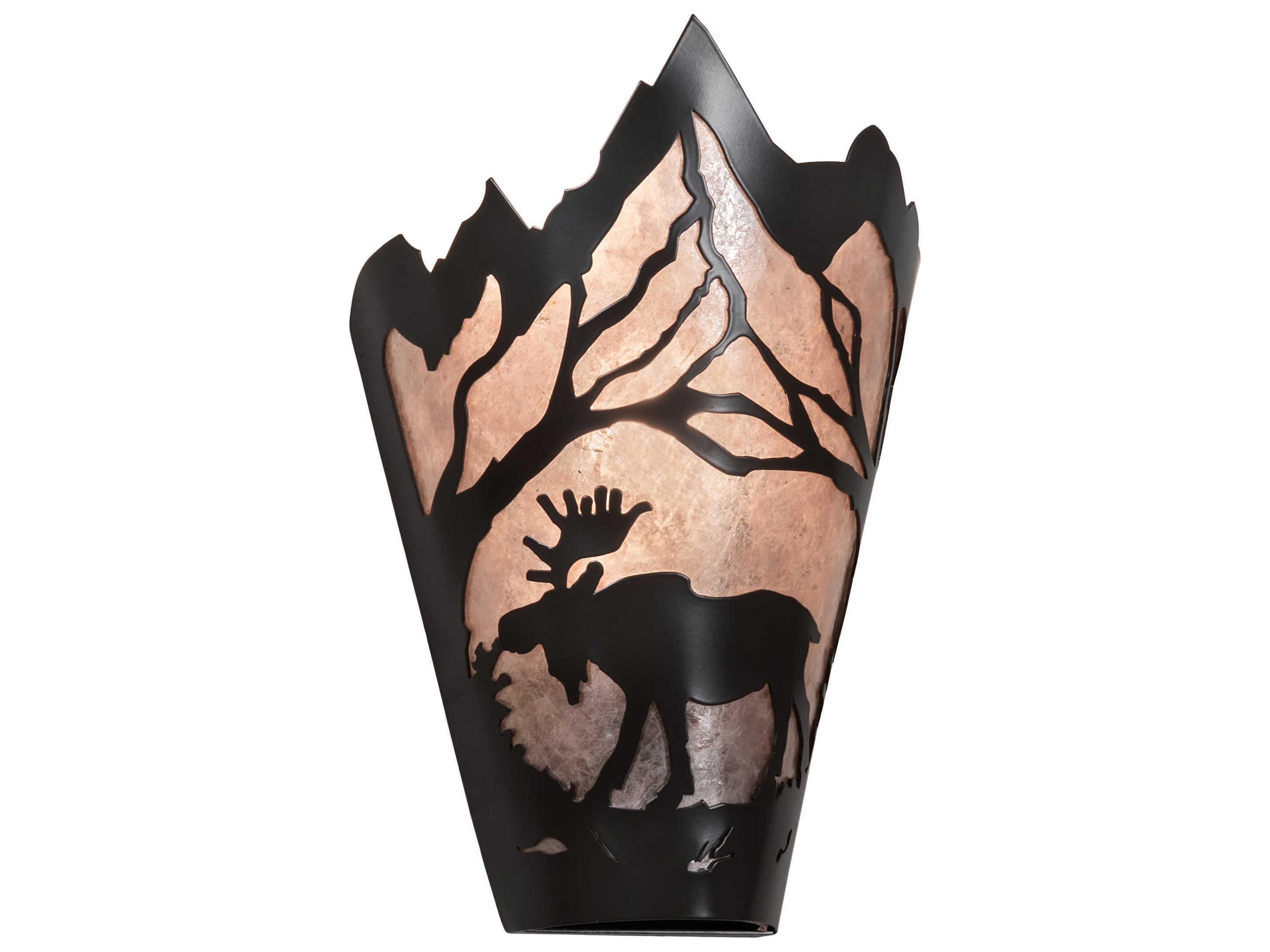 Moose At Dawn 1-Light Timeless Bronze Silver Wall Sconce