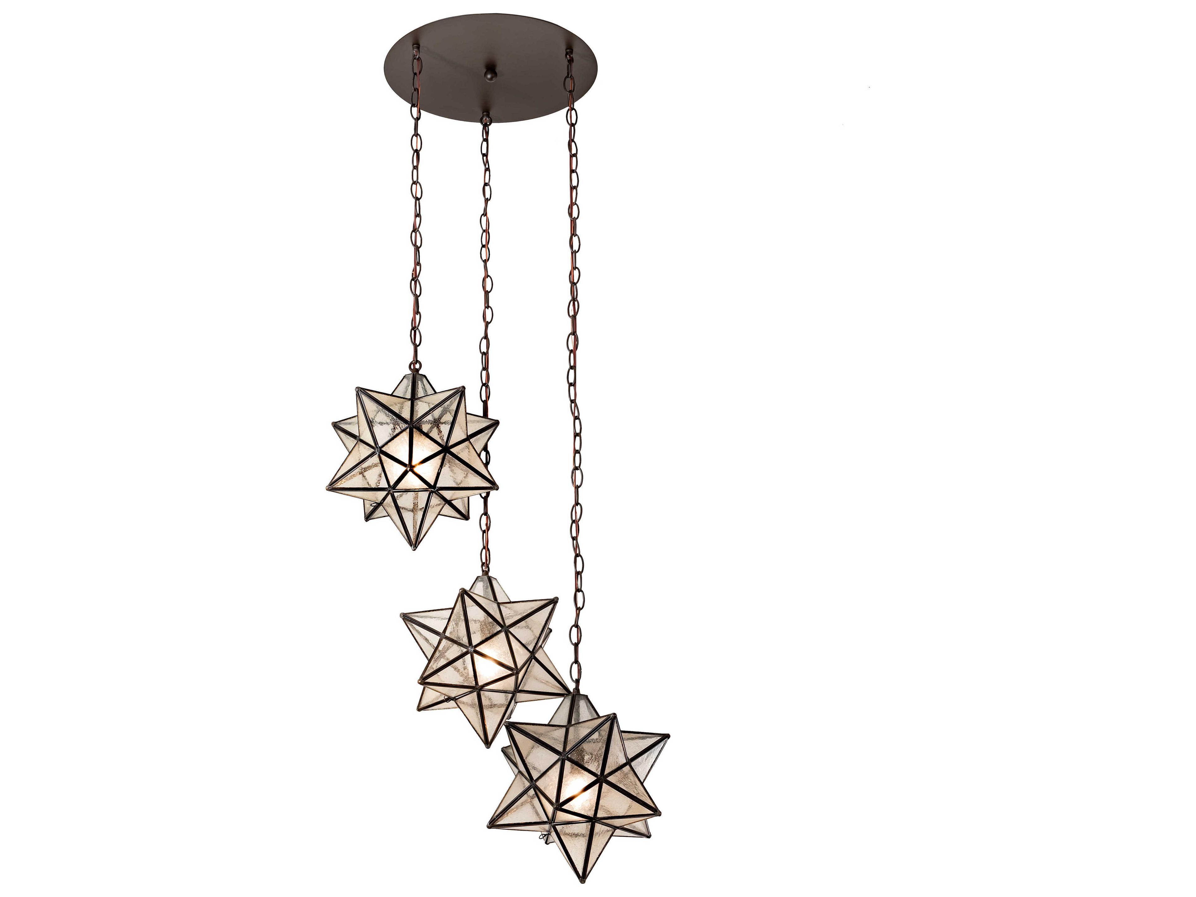 Moravian Star 3-Light Oil Rubbed Bronze White Glass Pendant