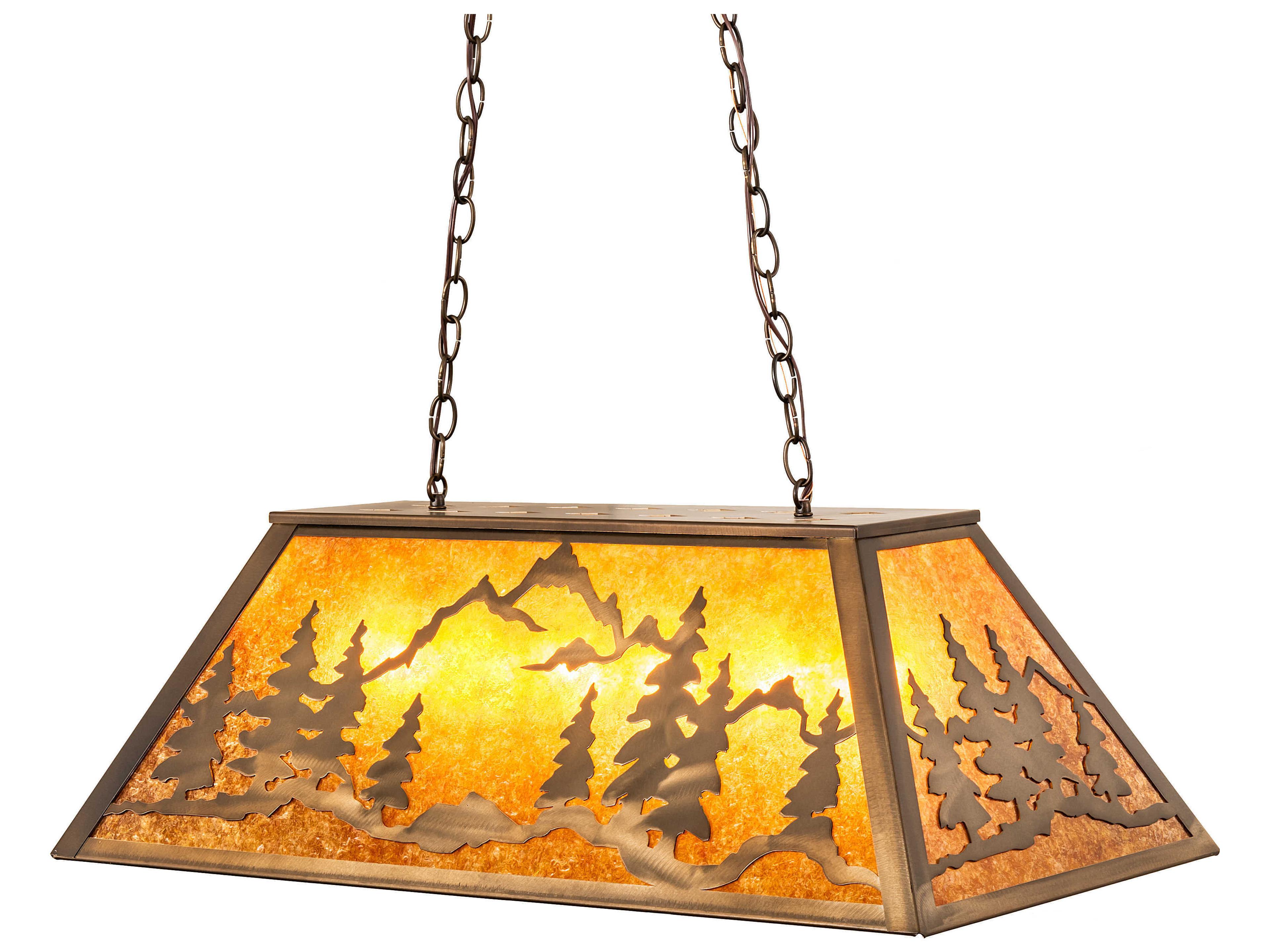 Mountain Range 6-Light Antique Copper Brown Island Pendant