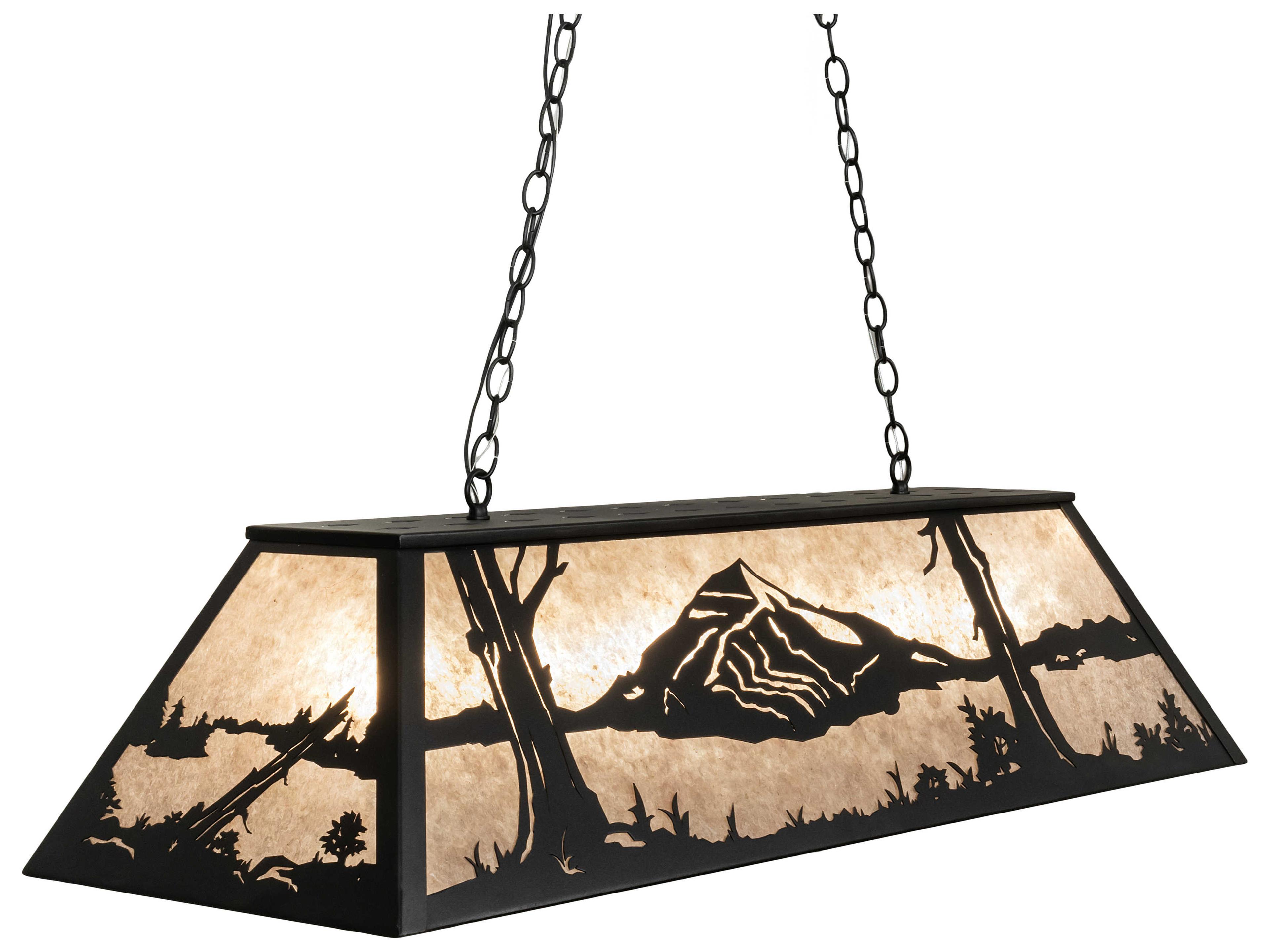 Mountain Range 9-Light Textured Black Island Pendant