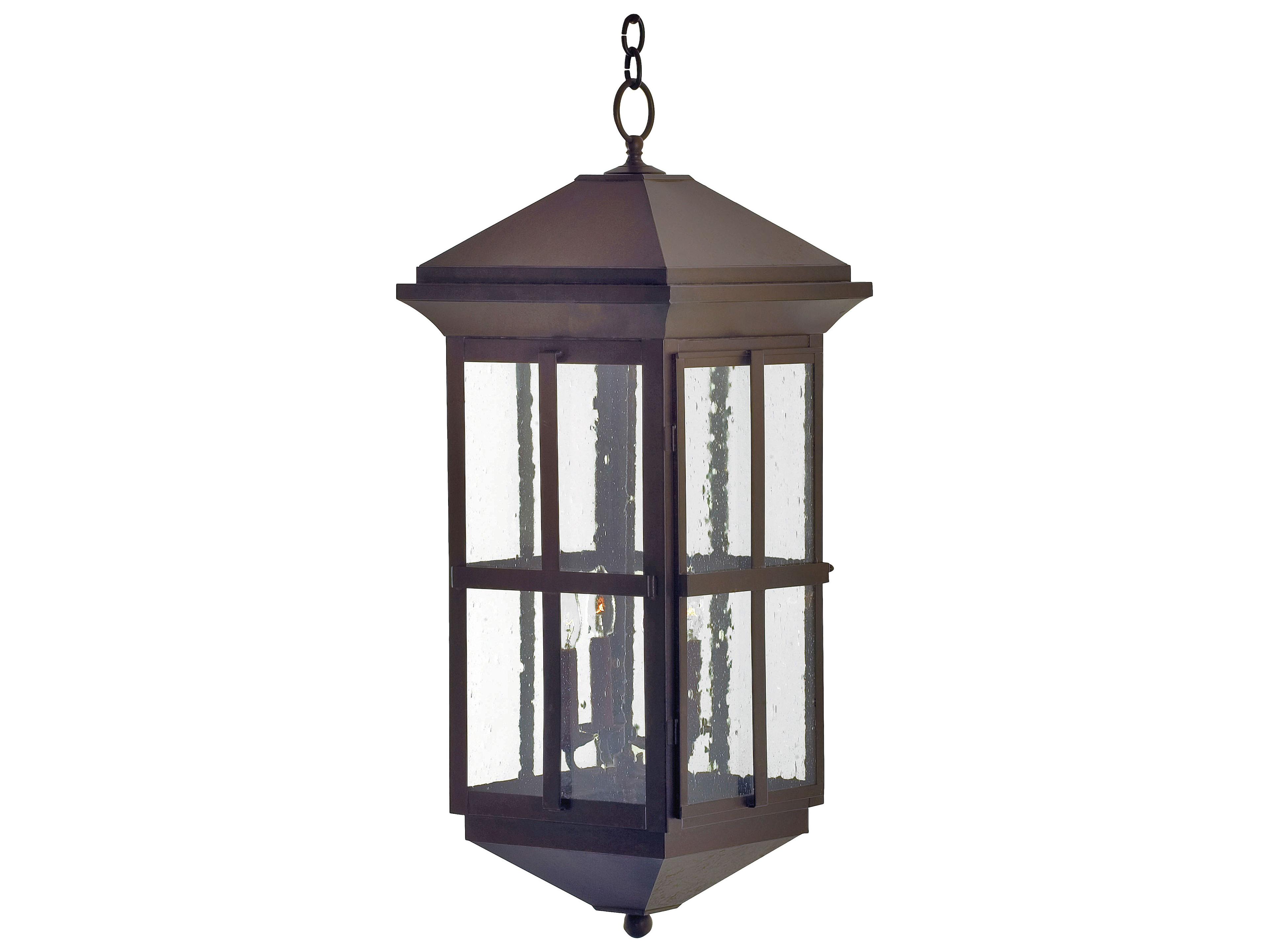 Myles 3-Light Gilded Tobacco Brown Glass Lantern Pendant