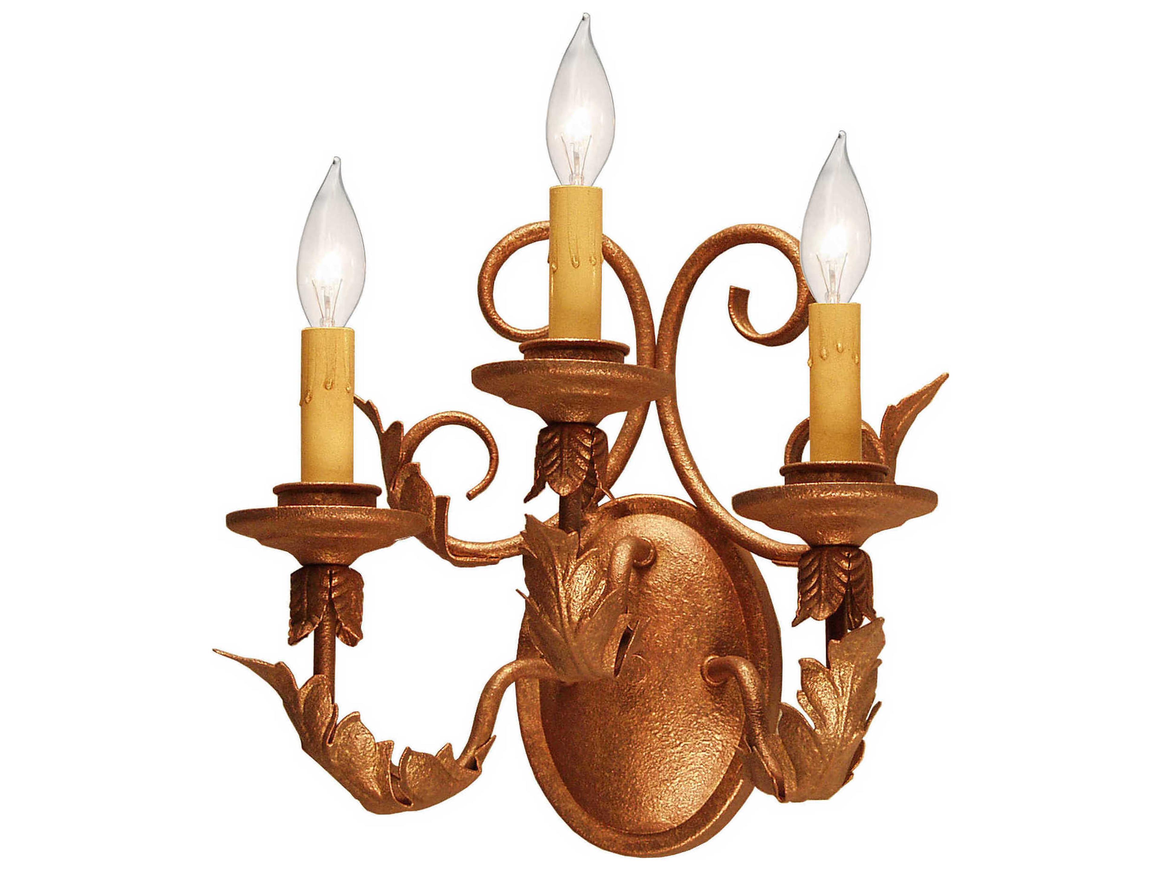Natalia 3-Light Autumn Leaf Gold Wall Sconce