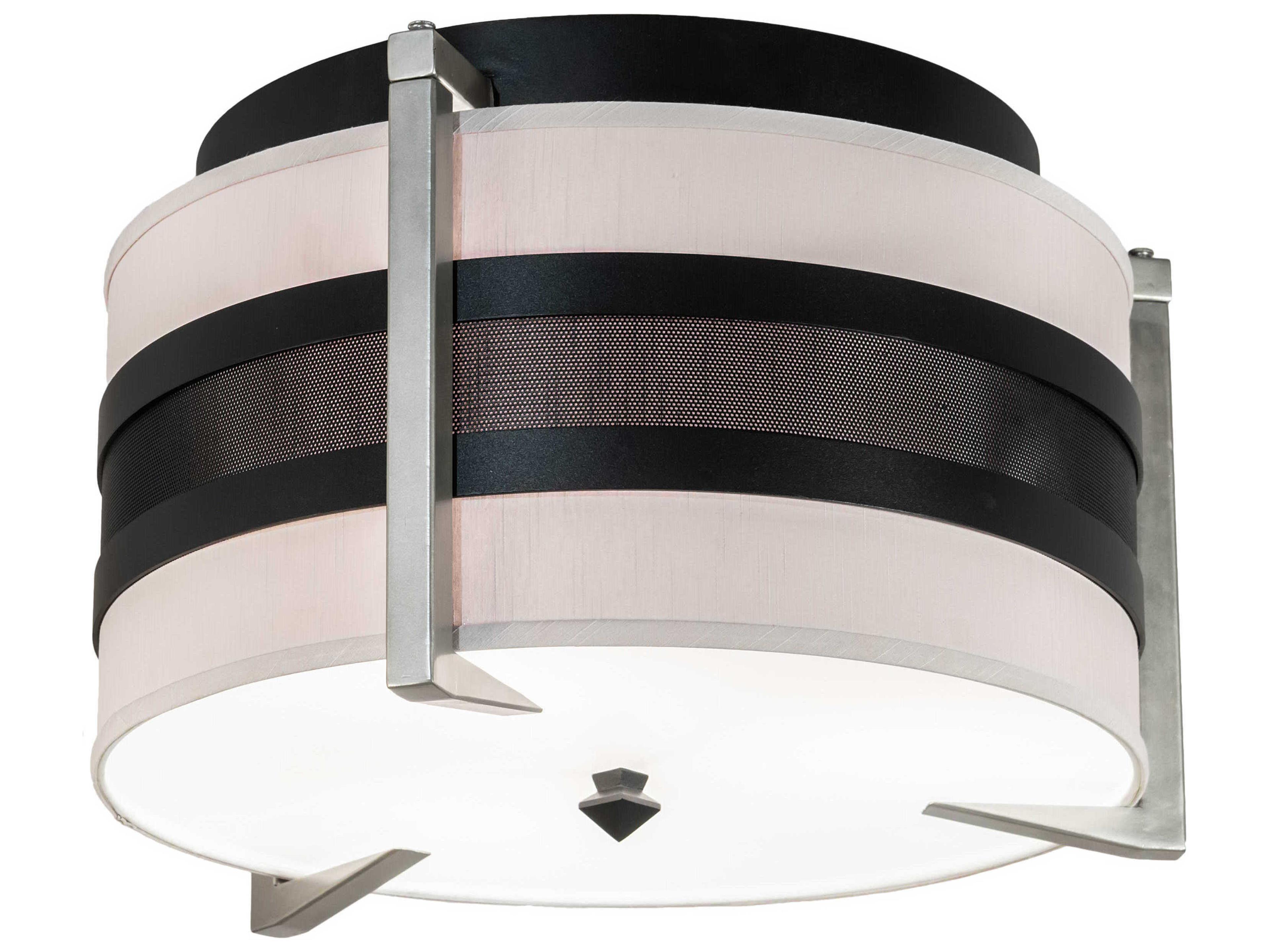 Nathan 3-Light Brushed Nickel Black LED Drum Flush Mount