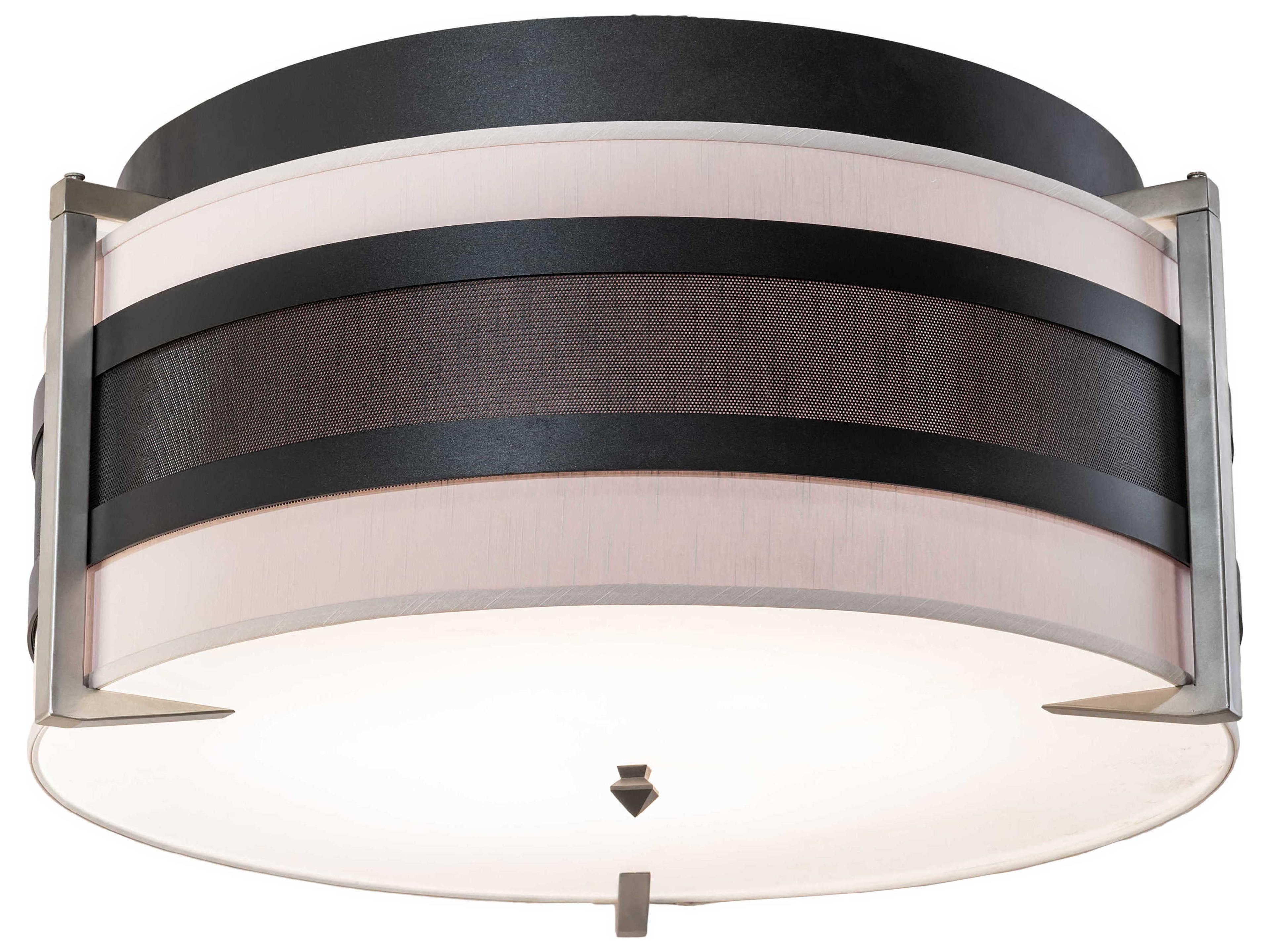 Nathan 6-Light Brushed Nickel Black LED Drum Flush Mount