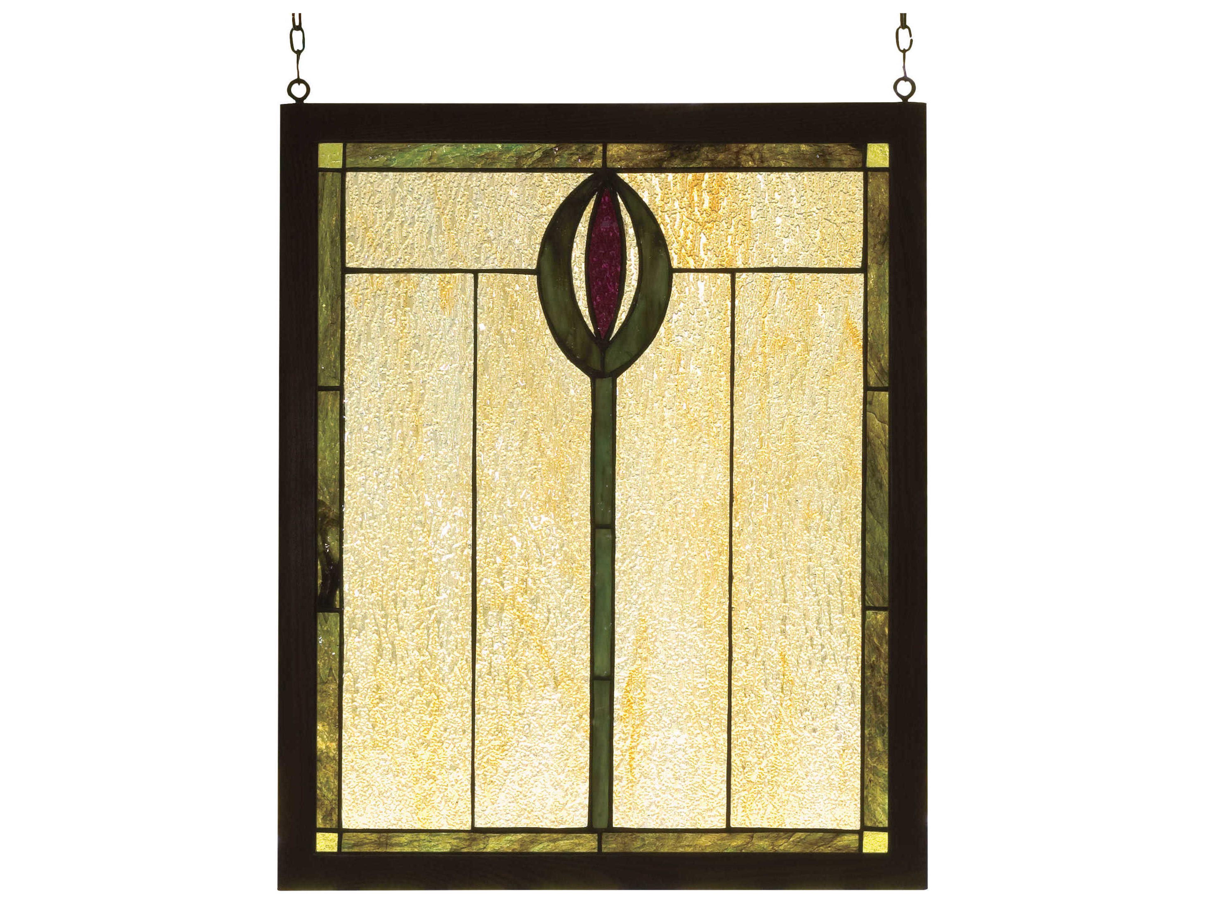 Spear Wood Frame Stained Glass Window