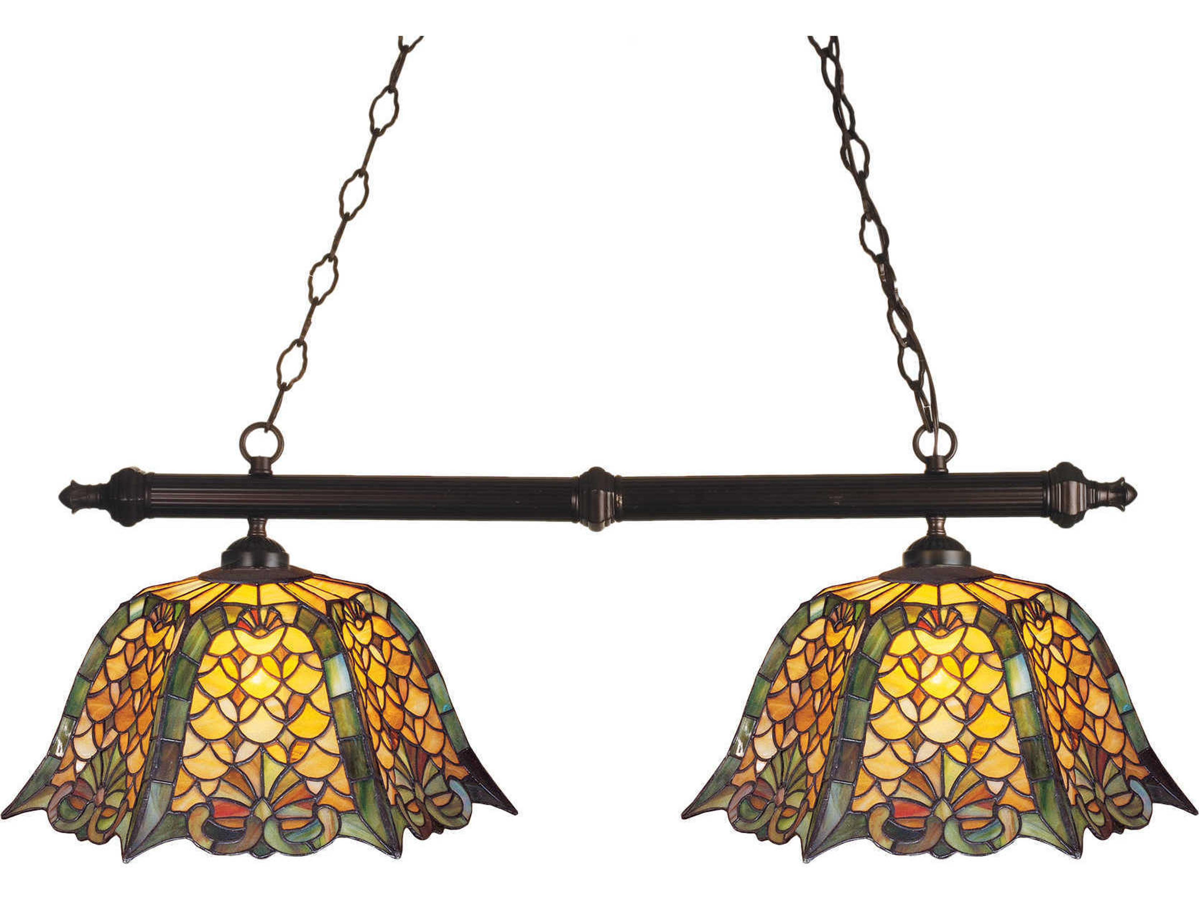 Nautical 2-Light Bronze Tiffany Dome Geometric Island Pendant