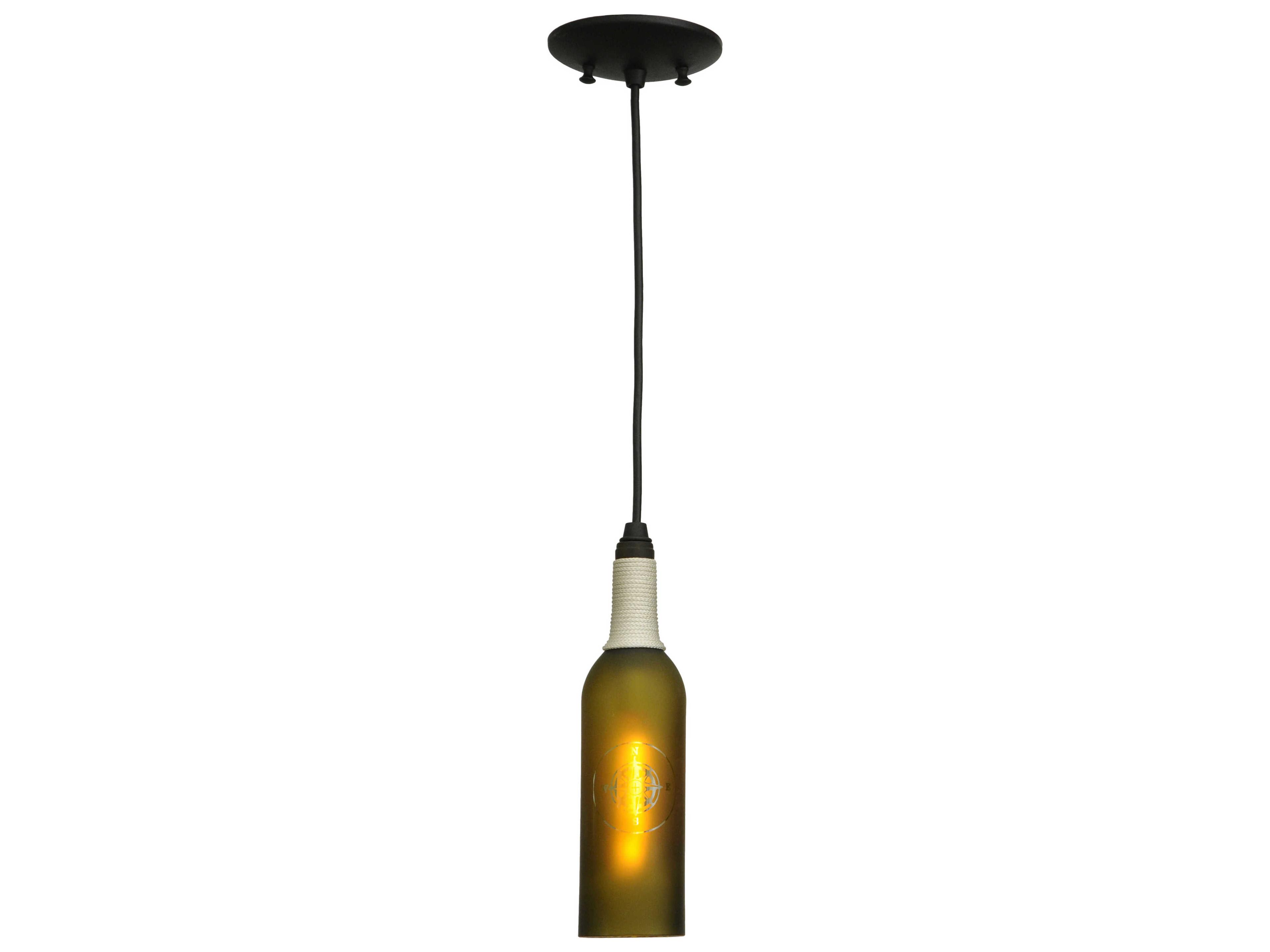 Nautical 1-Light Black Glass Mini Pendant