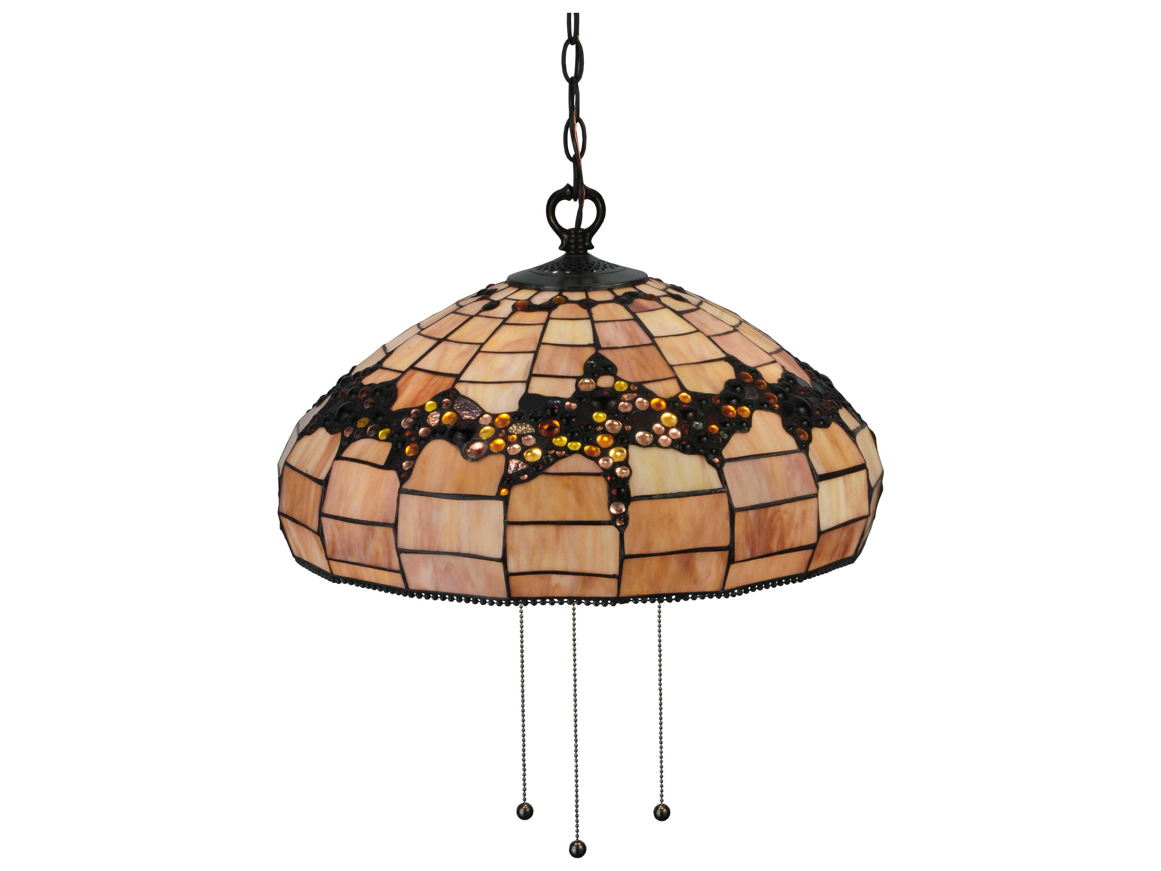 Nautical 3-Light Brown Tiffany Bowl Pendant