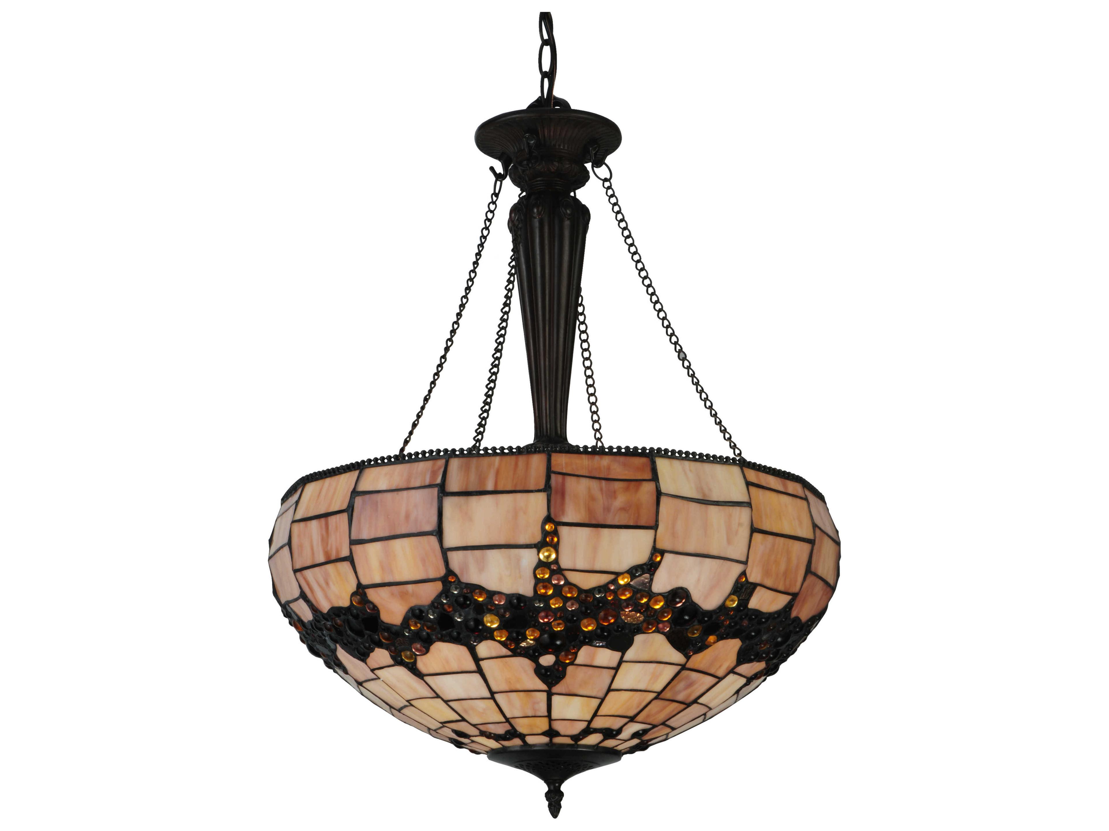 Nautical 3-Light Brown Tiffany Bowl Pendant