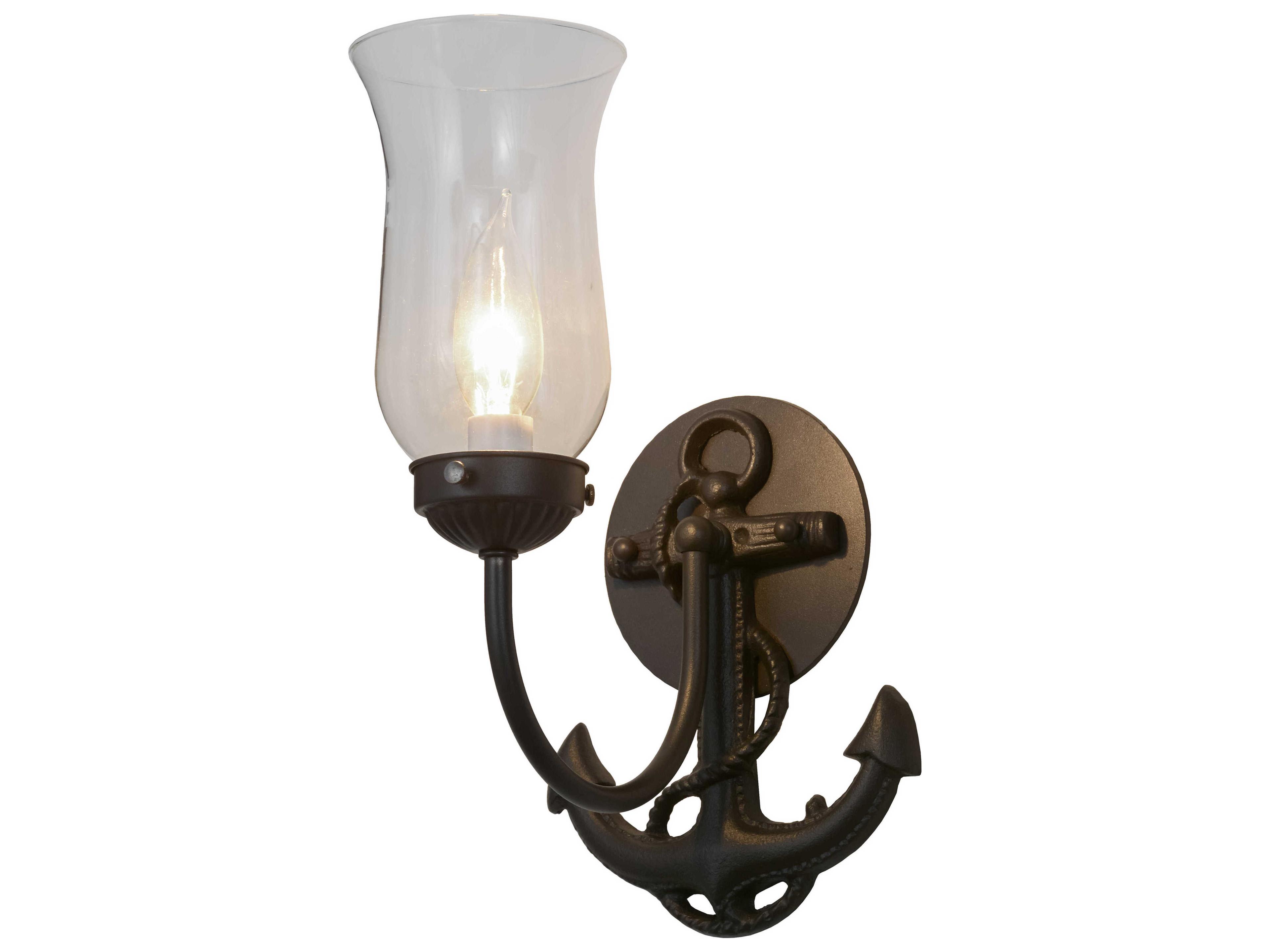 Nautical 1-Light Brown Glass Wall Sconce
