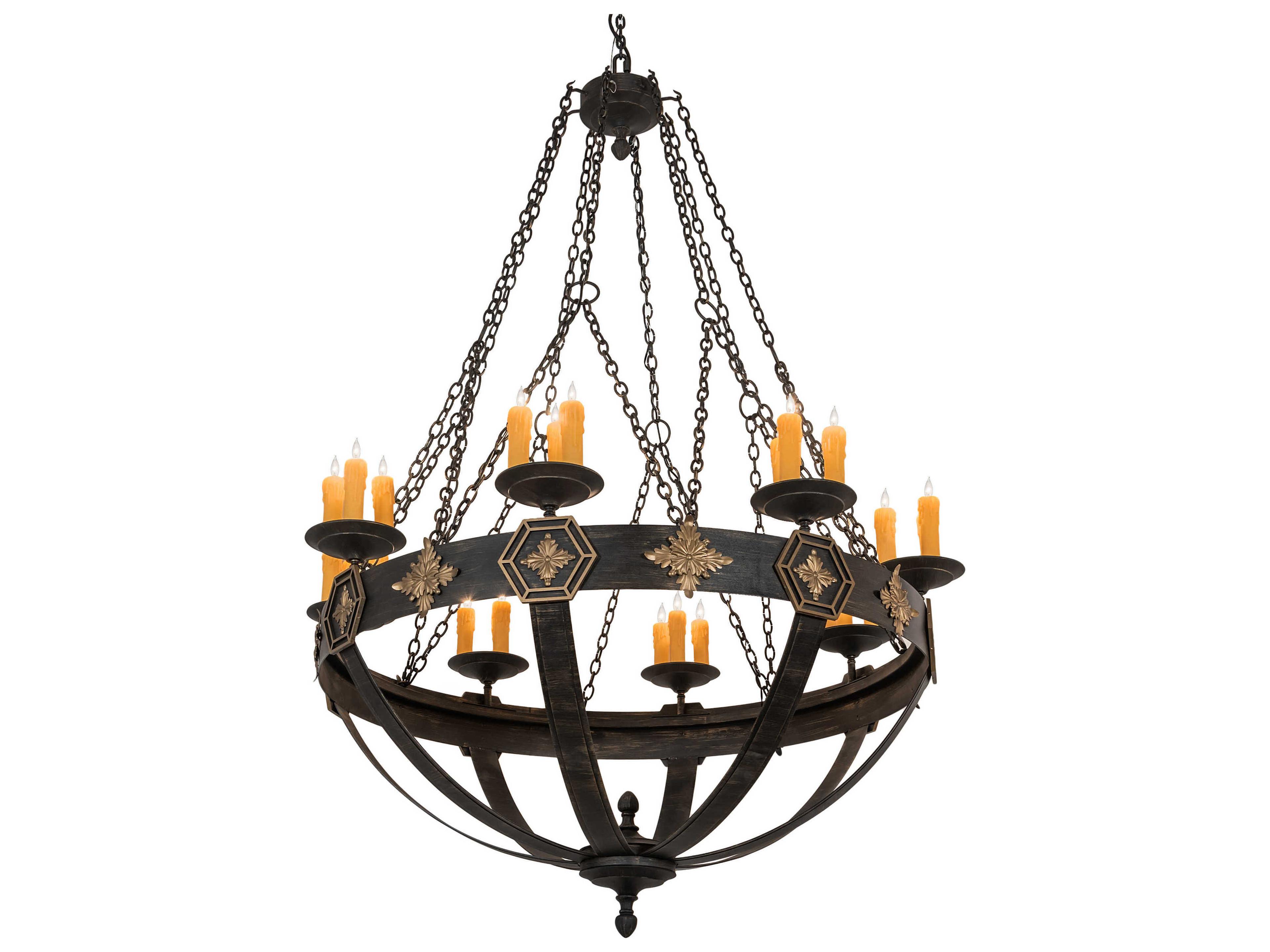 Neapolis 24-Light Black Amber Gold Brown Candelabra Chandelier