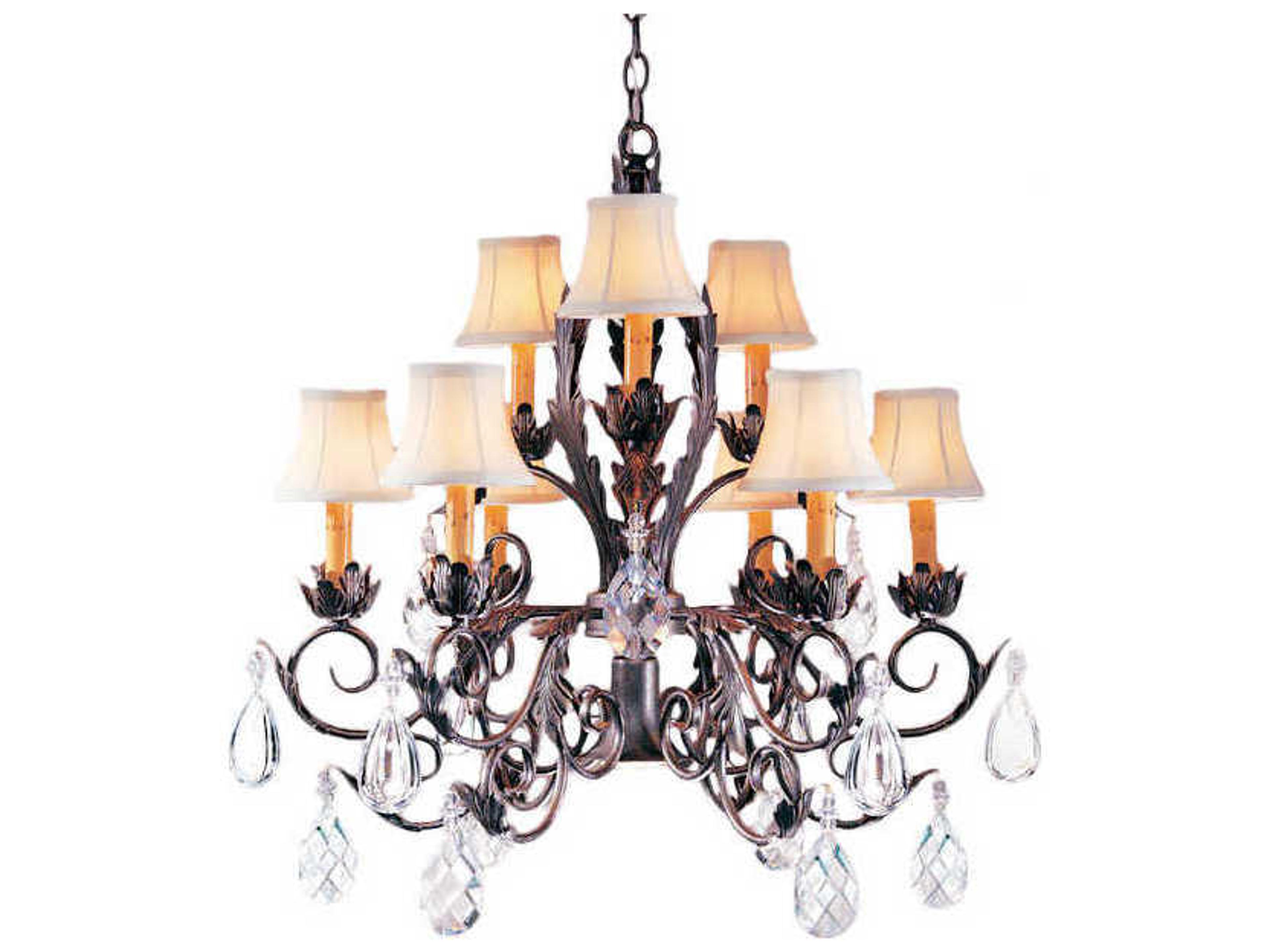 New Country French 10-Light Bronzed Crystal Off White Empire Chandelier