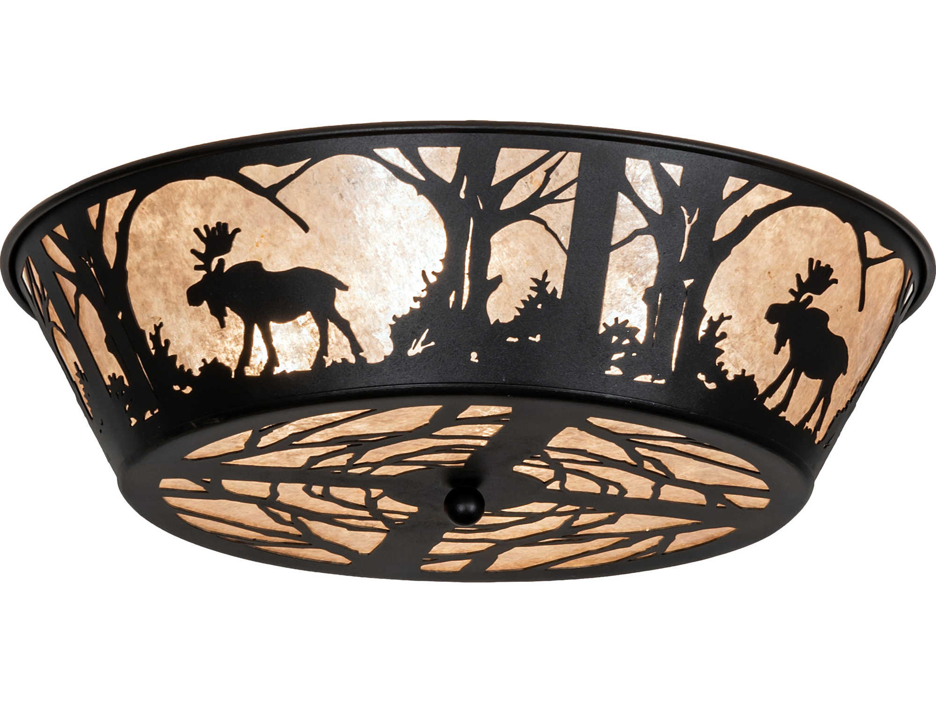 Moose At Dawn 4-Light Black Geometric Flush Mount