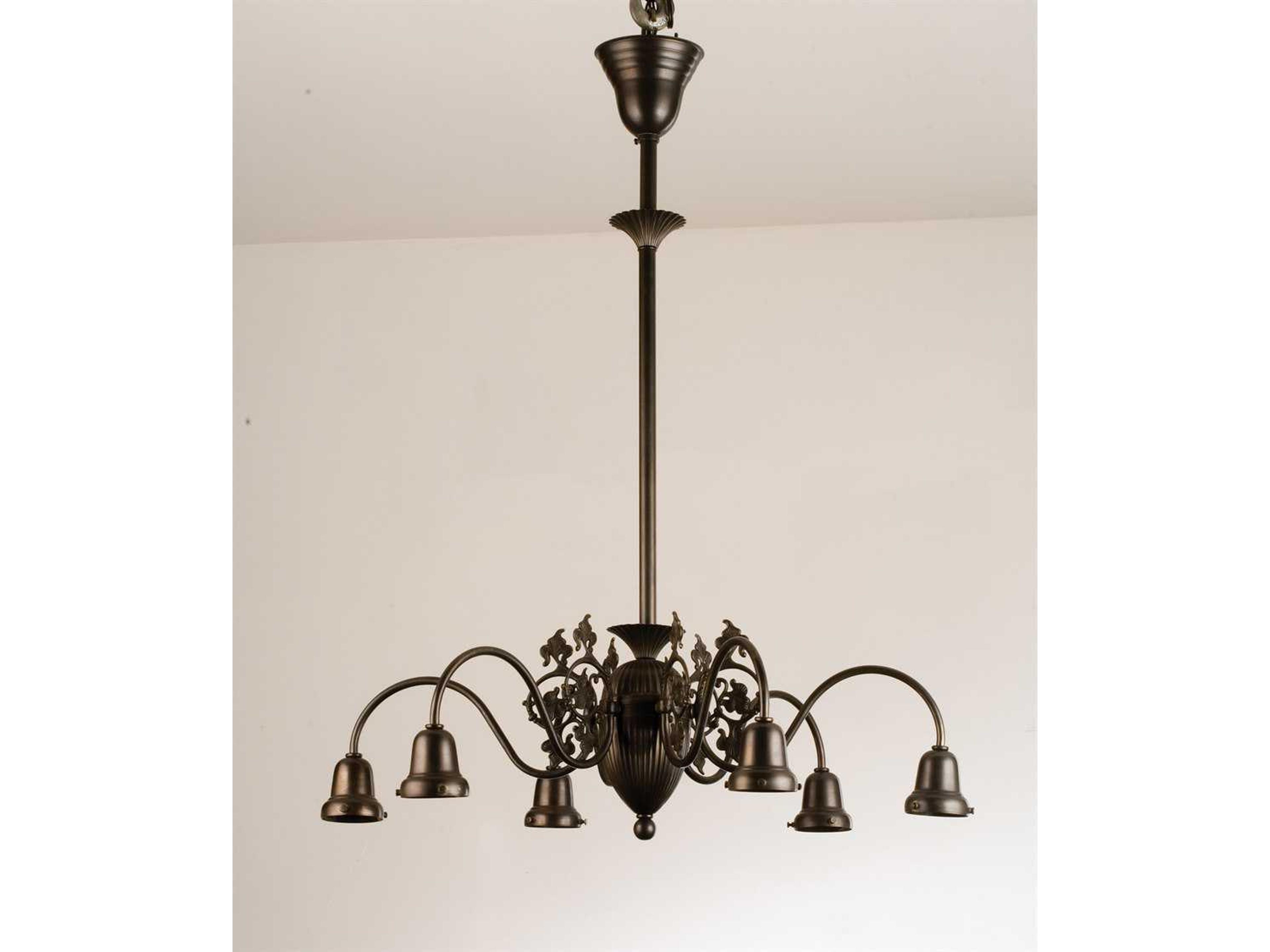 Nouveau 6-Light Brown Bell Chandelier