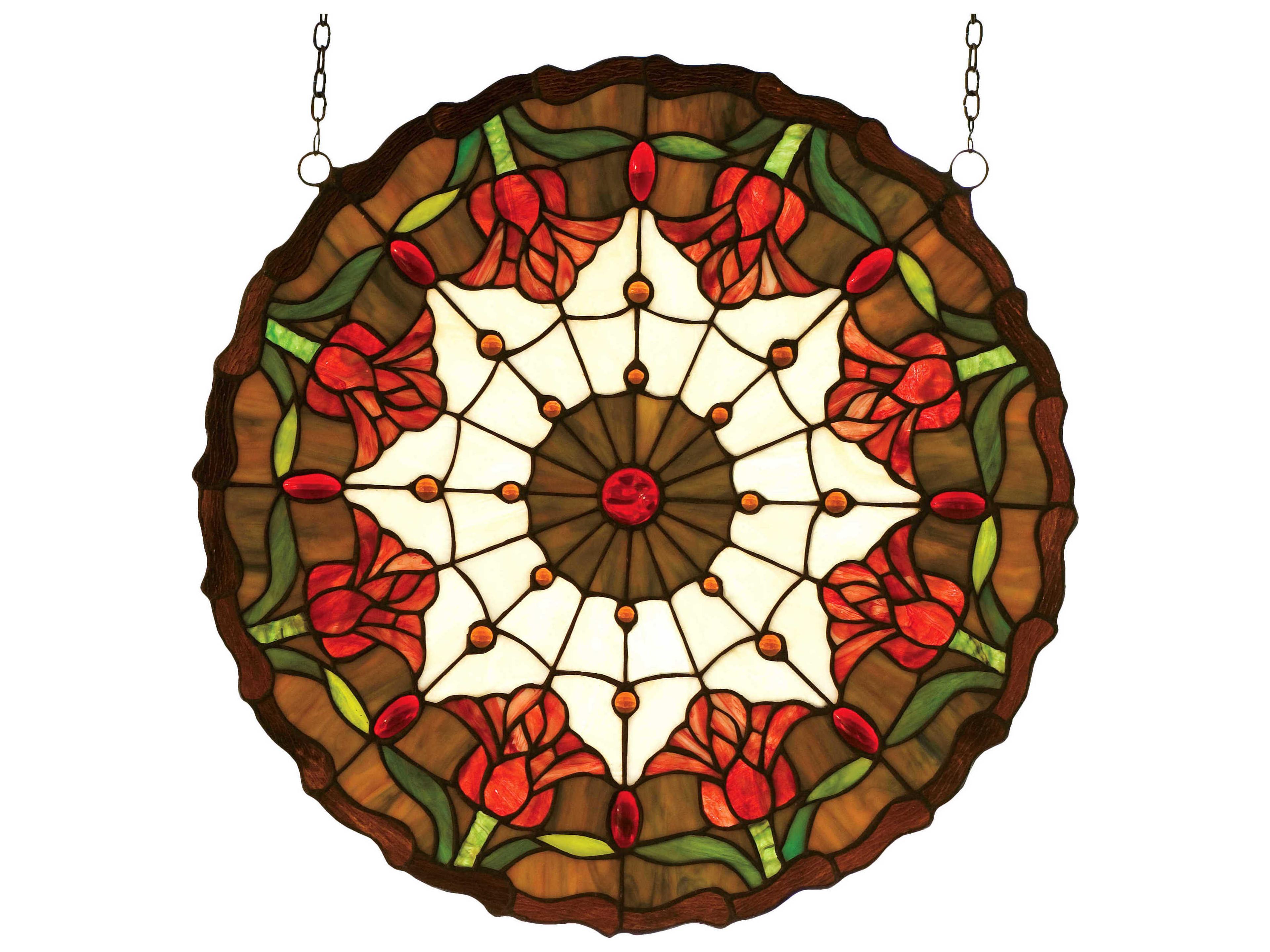 Colonial Tulip Medallion Stained Glass Window