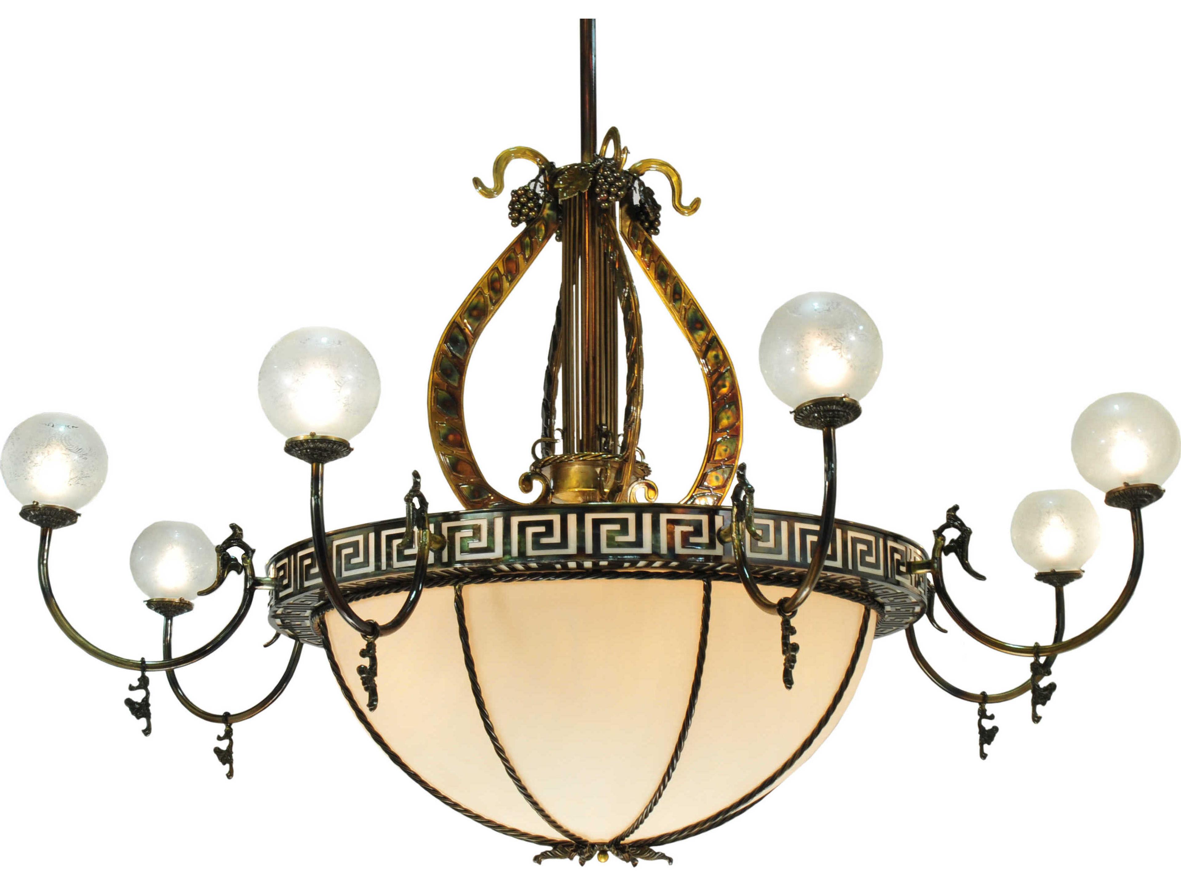 Meyda Nouveau 18-Light-Light Brass Glass Bowl Globe Chandelier