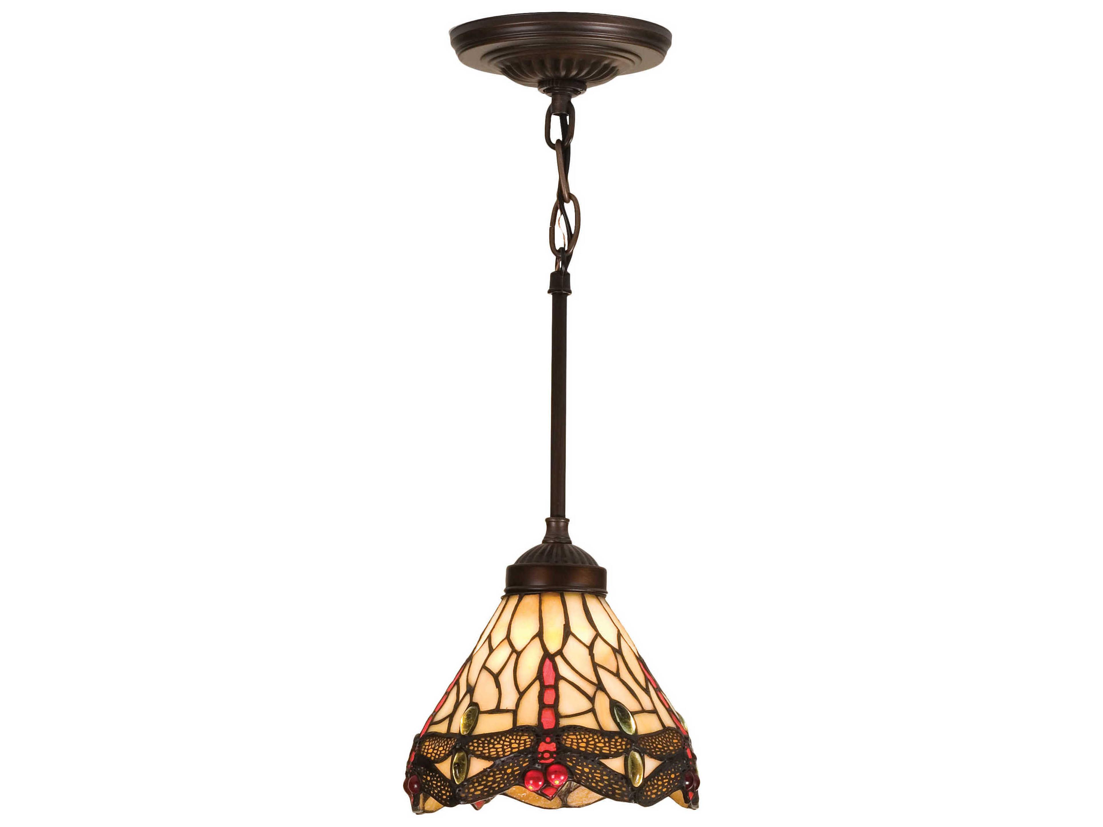 Nouveau 1-Light Bronze Tiffany Mini Pendant