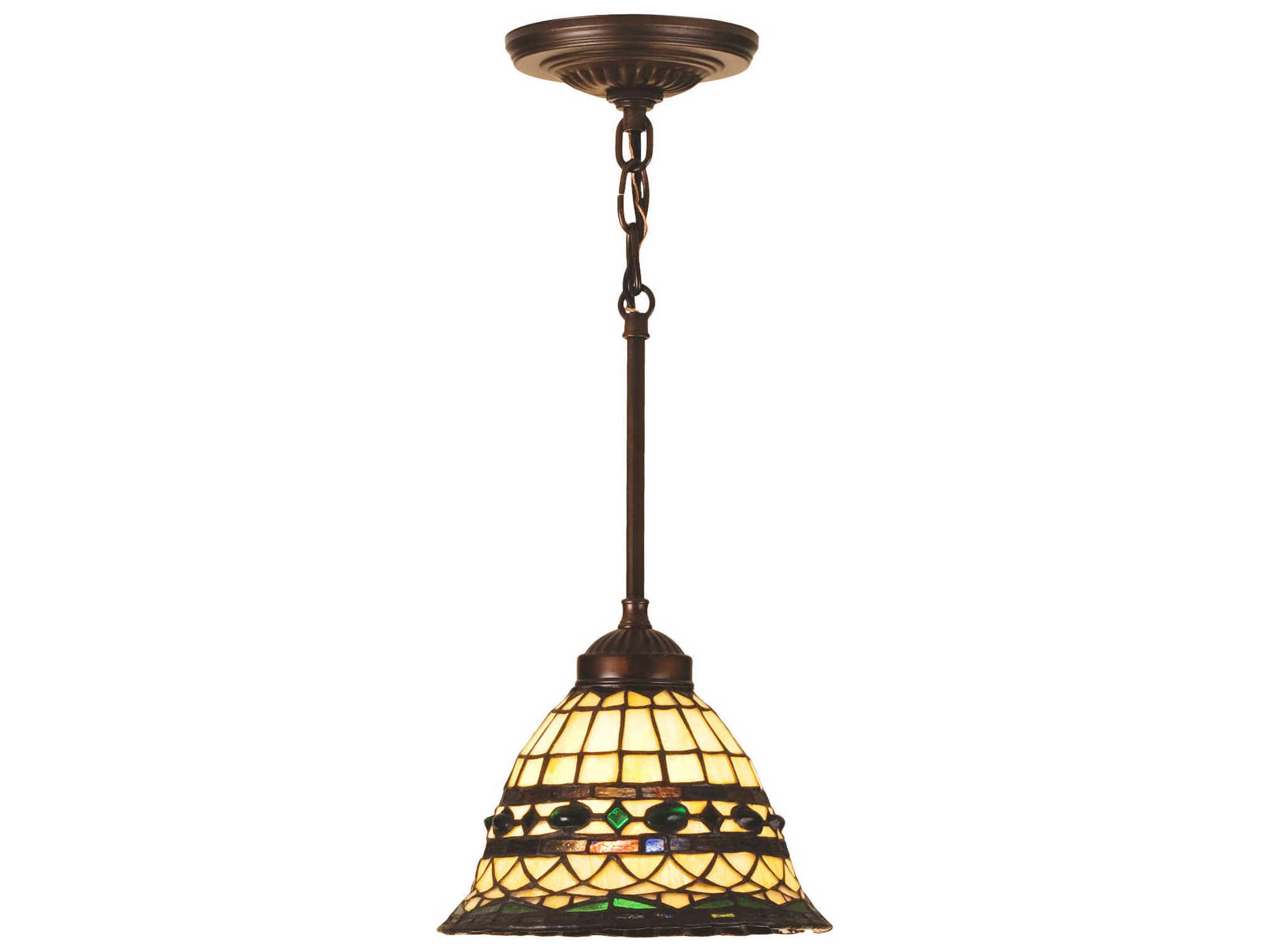 Nouveau 1-Light Bronze Tiffany Bell Mini Pendant