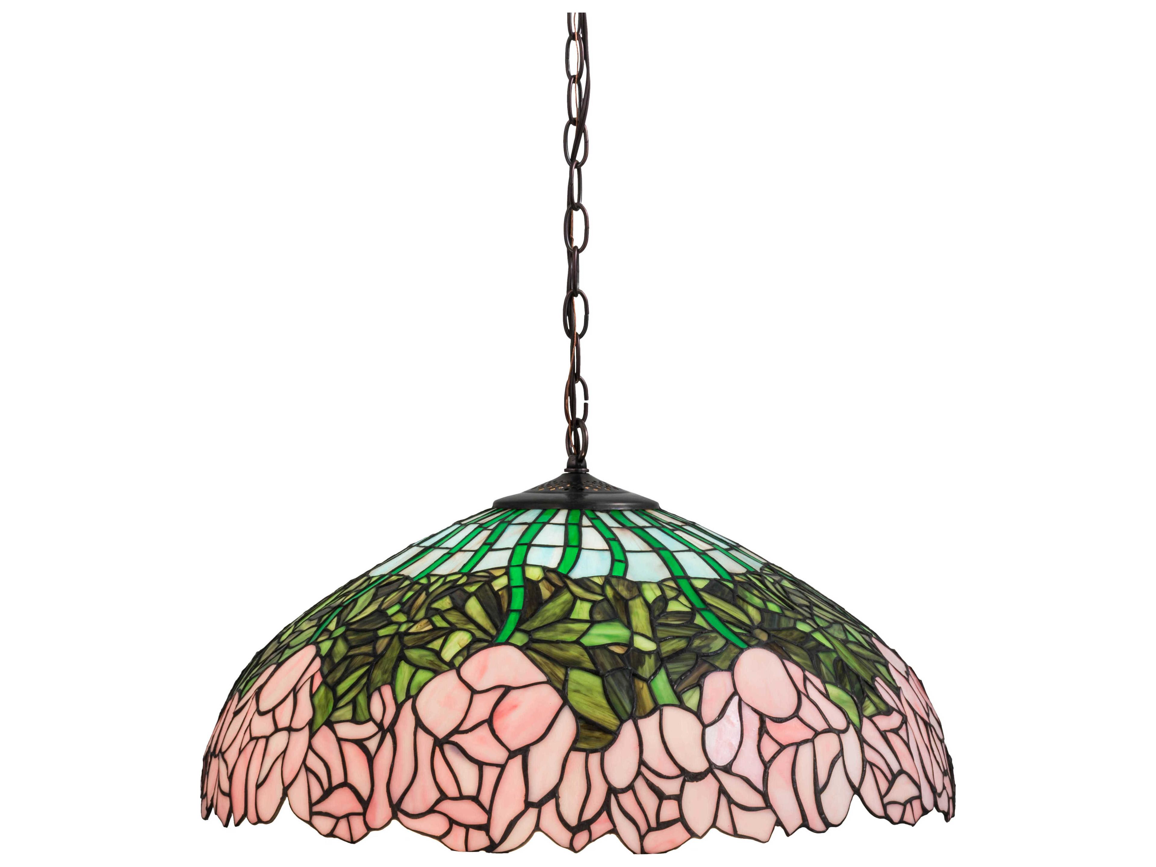 Nouveau 3-Light Brown Tiffany Dome Pendant