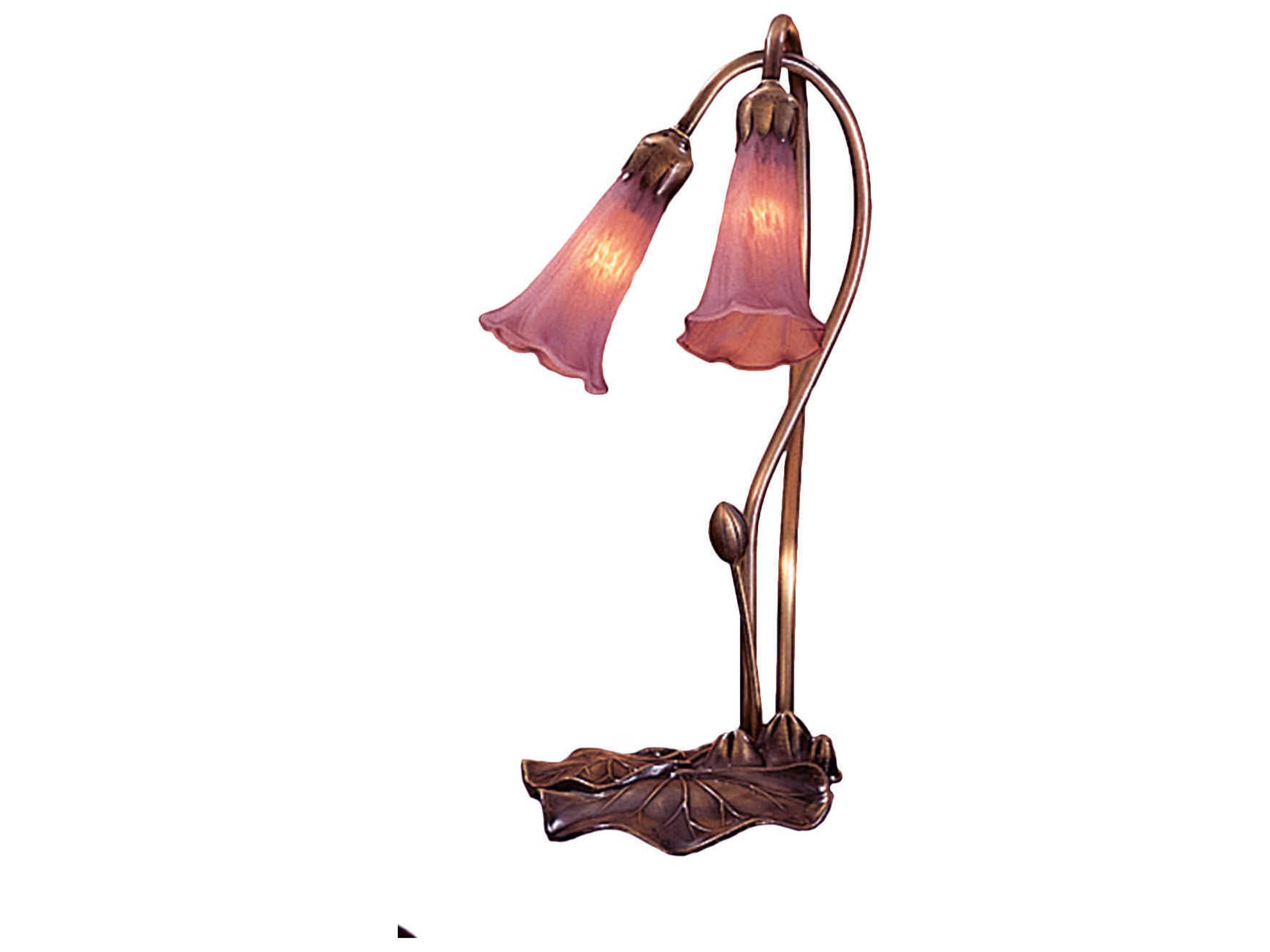 Cranberry Pond Lily Pink Accent Green Table Lamp