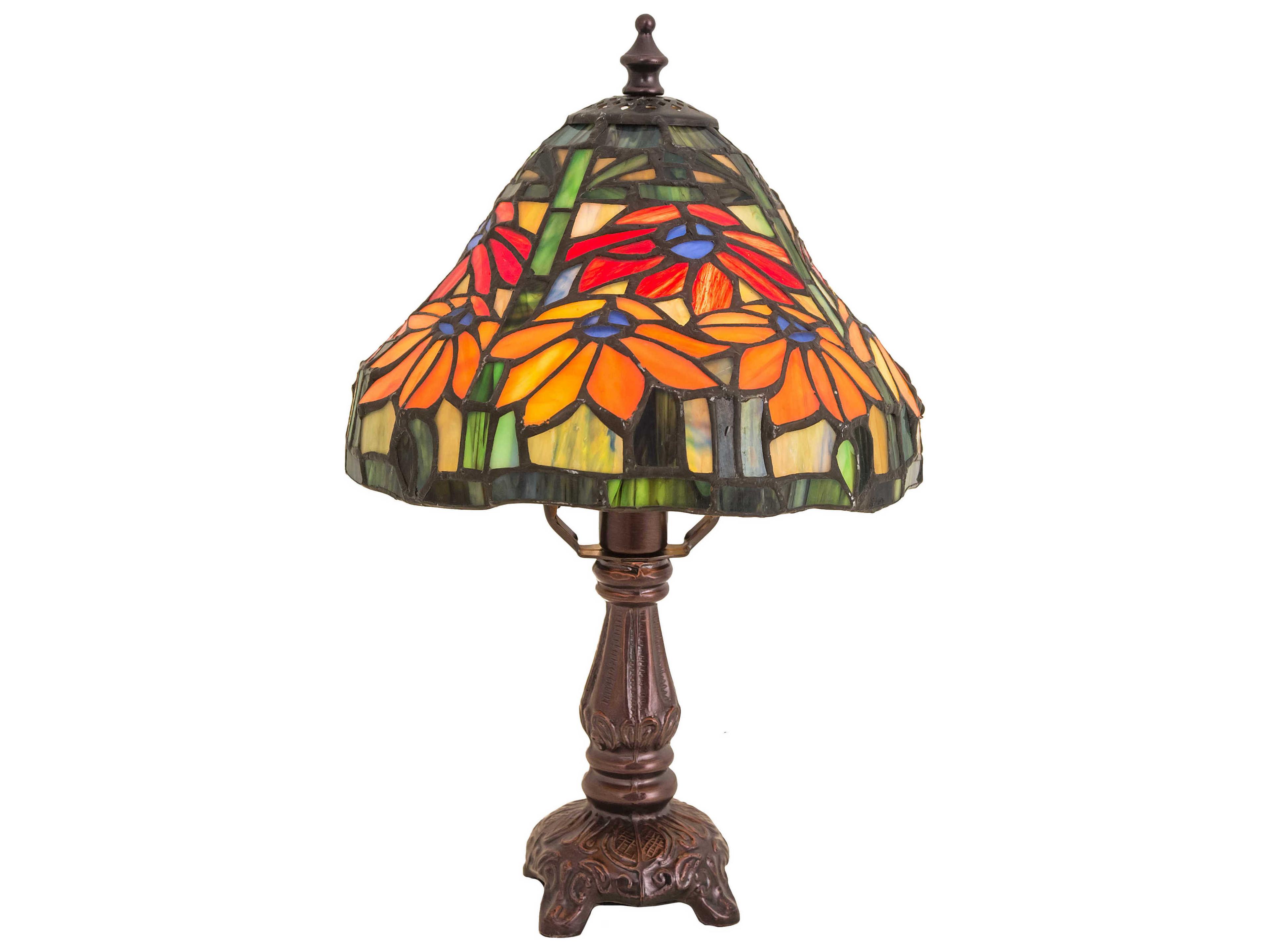 Poinsettia Mini Bronze Tiffany Table Lamp