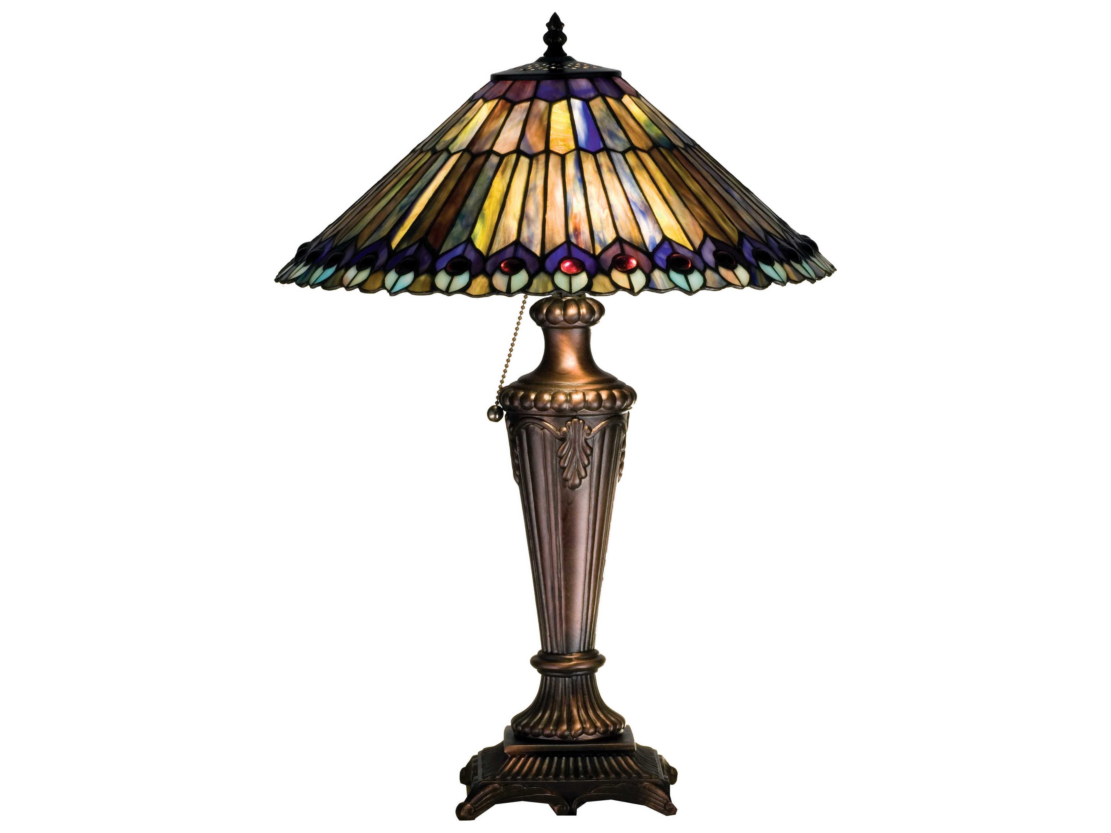 Meyda Tiffany Jeweled Peacock Bronze Table Lamp