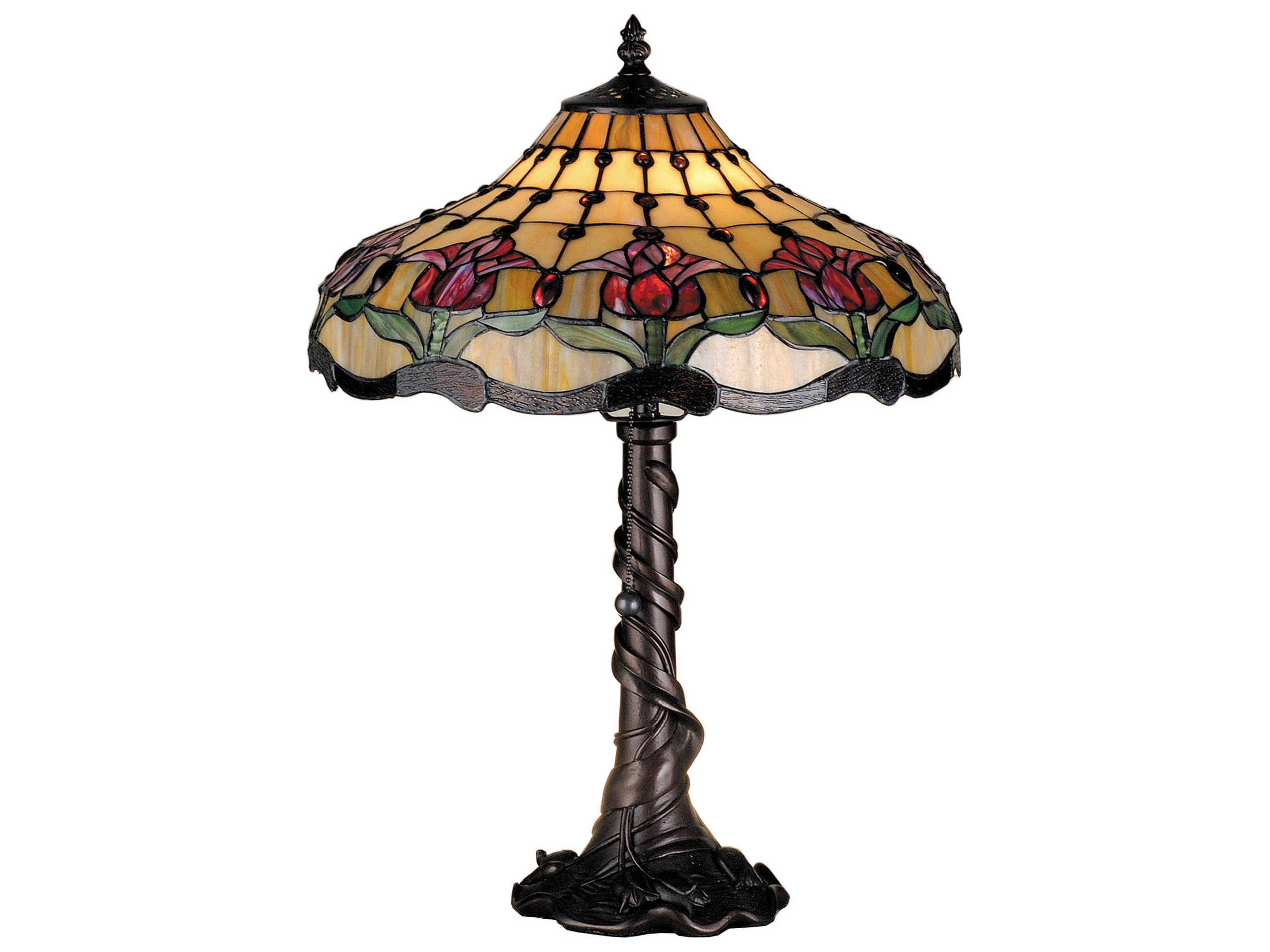 Colonial Tulip Bronze Tiffany Table Lamp