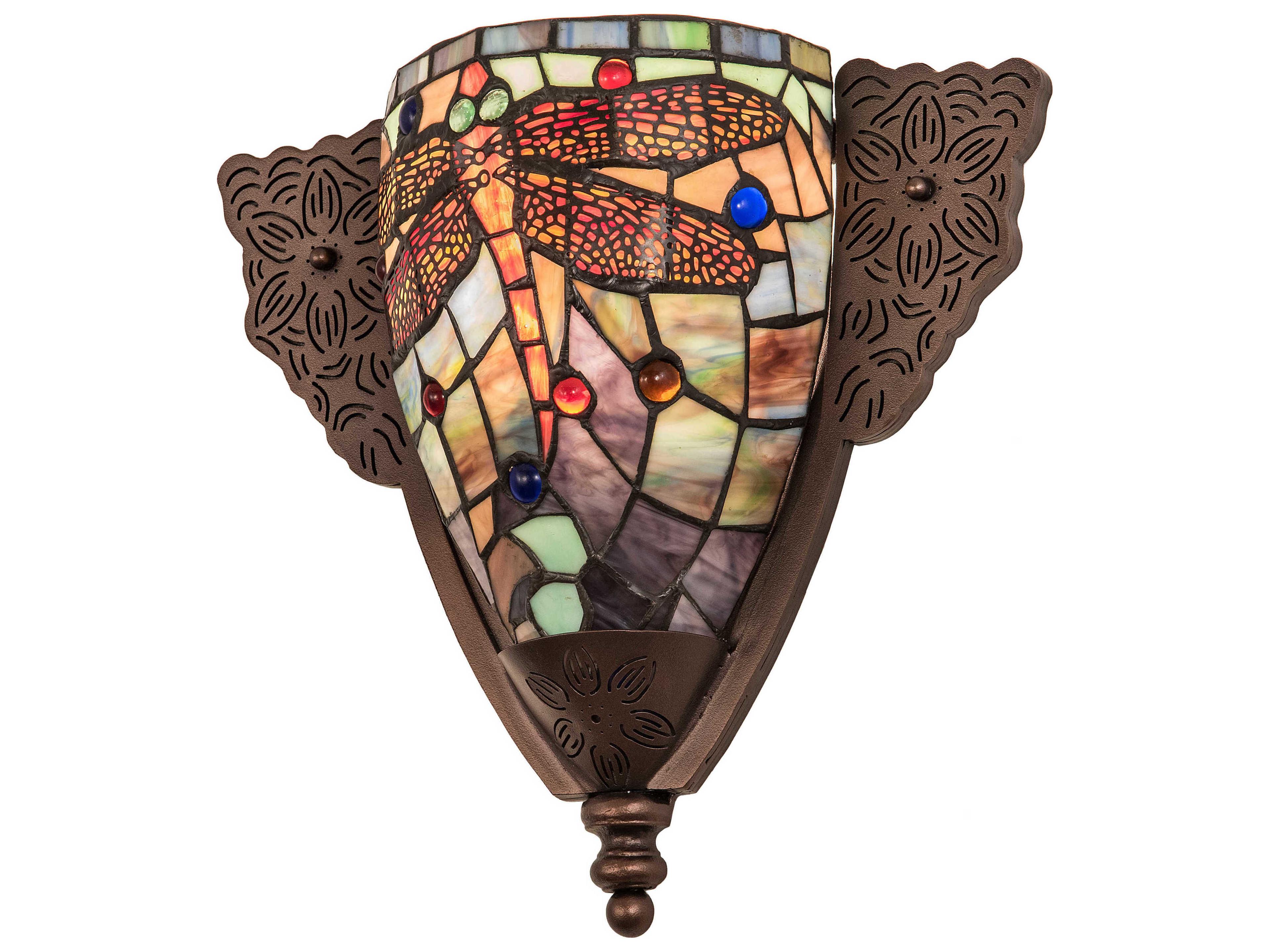 Nouveau 1-Light Bronze Tiffany Wall Sconce