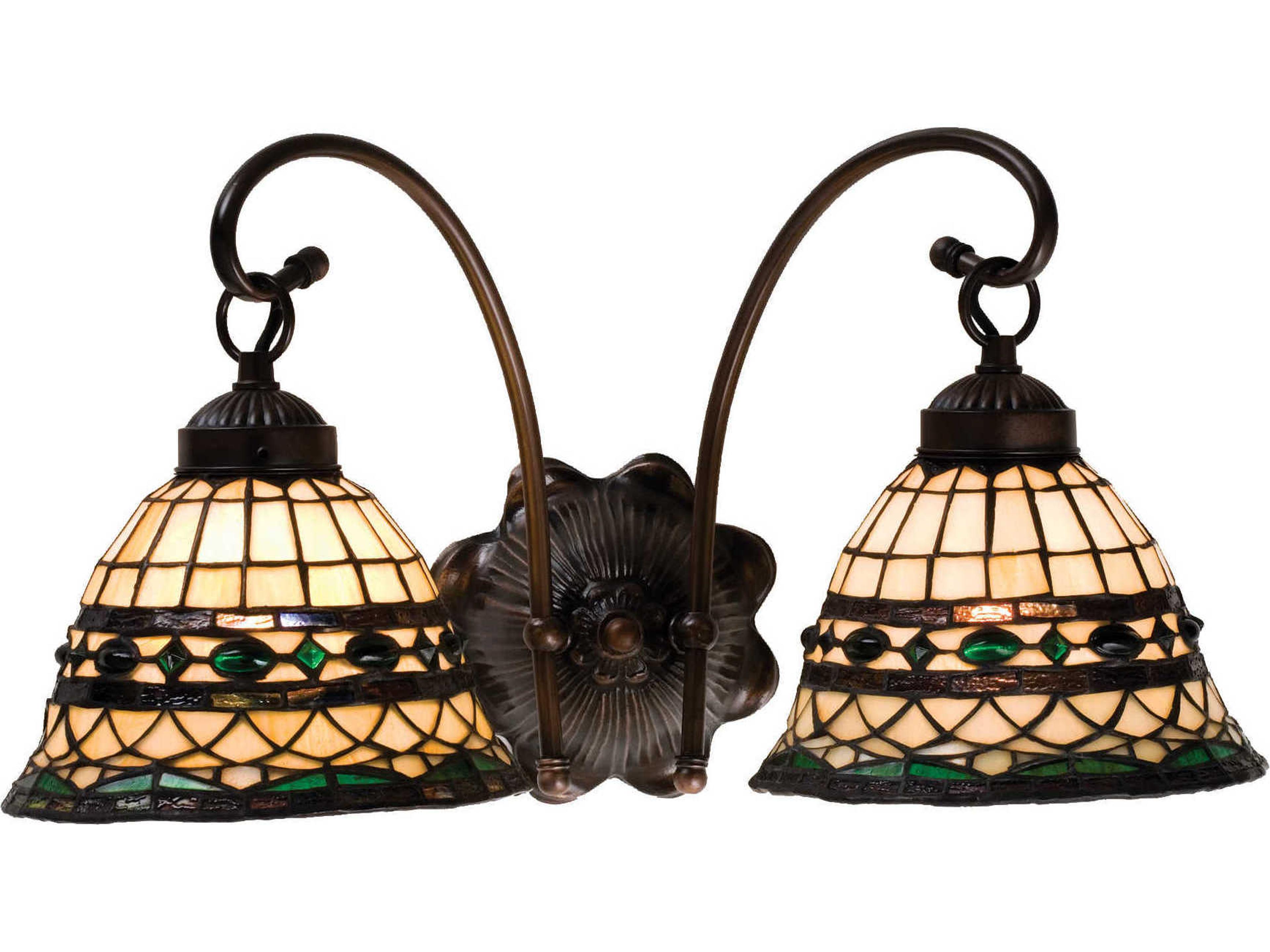 Nouveau 2-Light Bronze Tiffany Wall Sconce