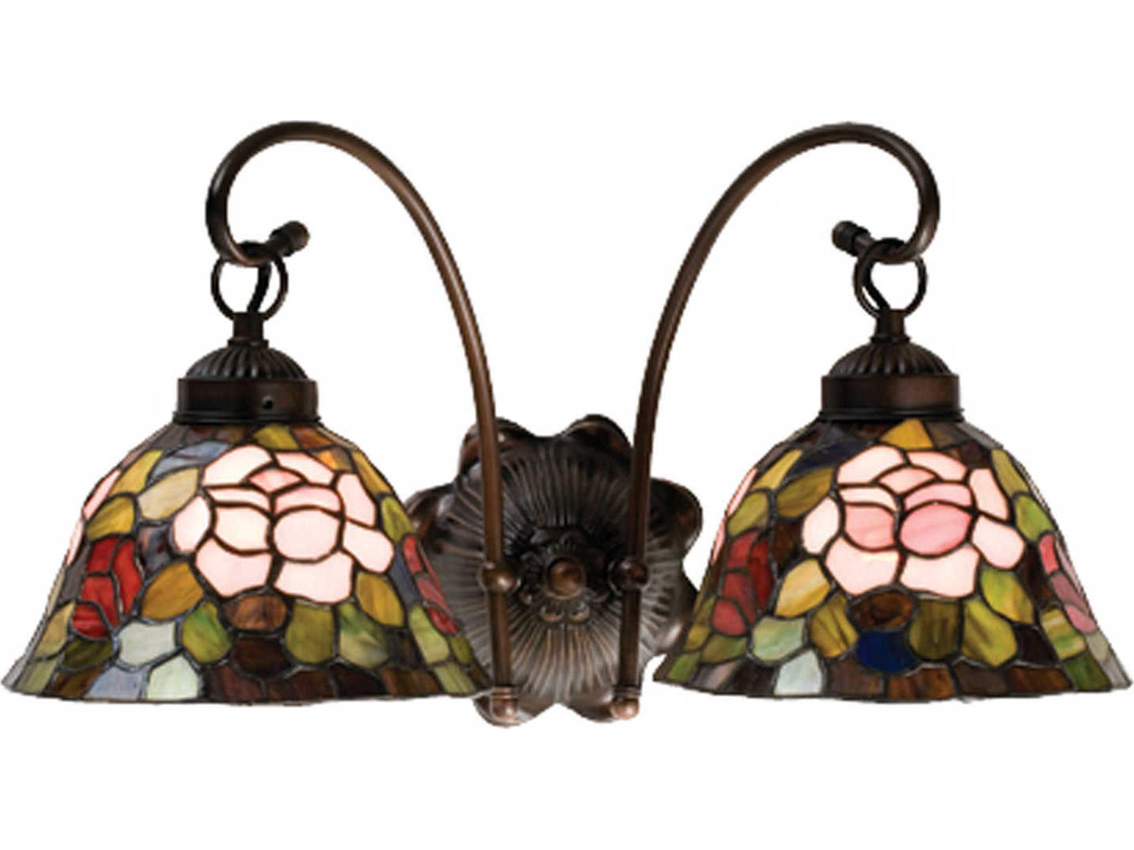 Nouveau 2-Light Bronze Tiffany Wall Sconce