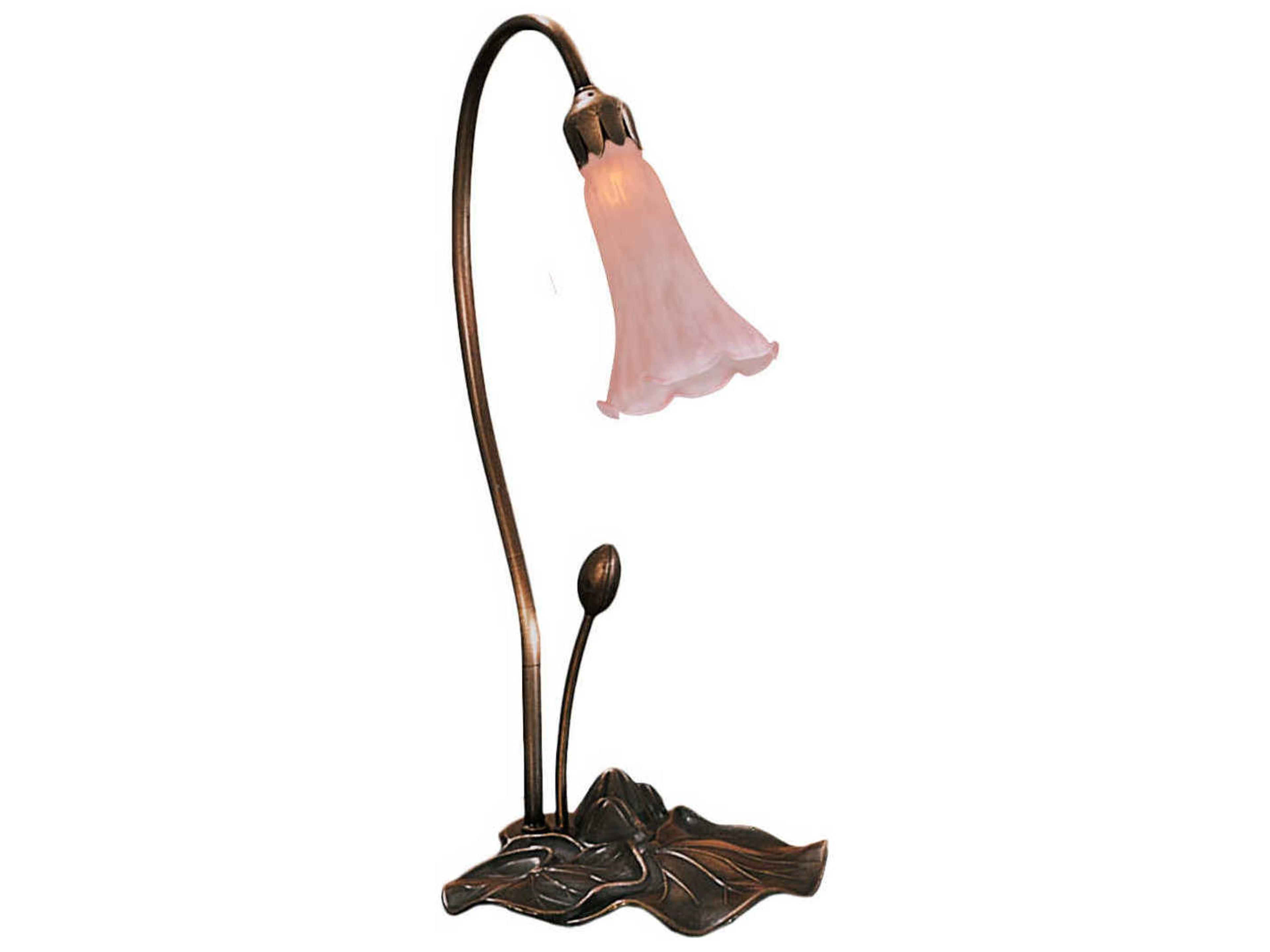 Pond Lily Pink Accent Bronze Glass Table Lamp