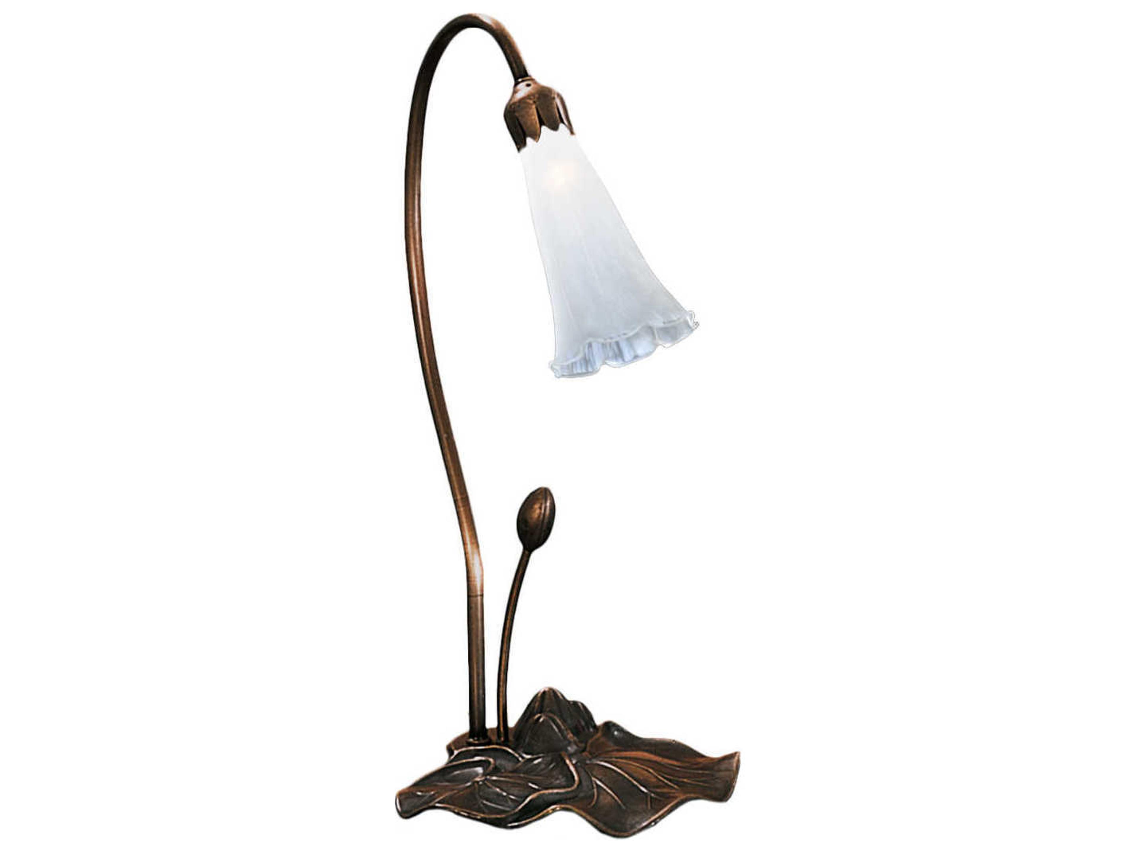 Pond Lily White Accent Bronze Glass Table Lamp