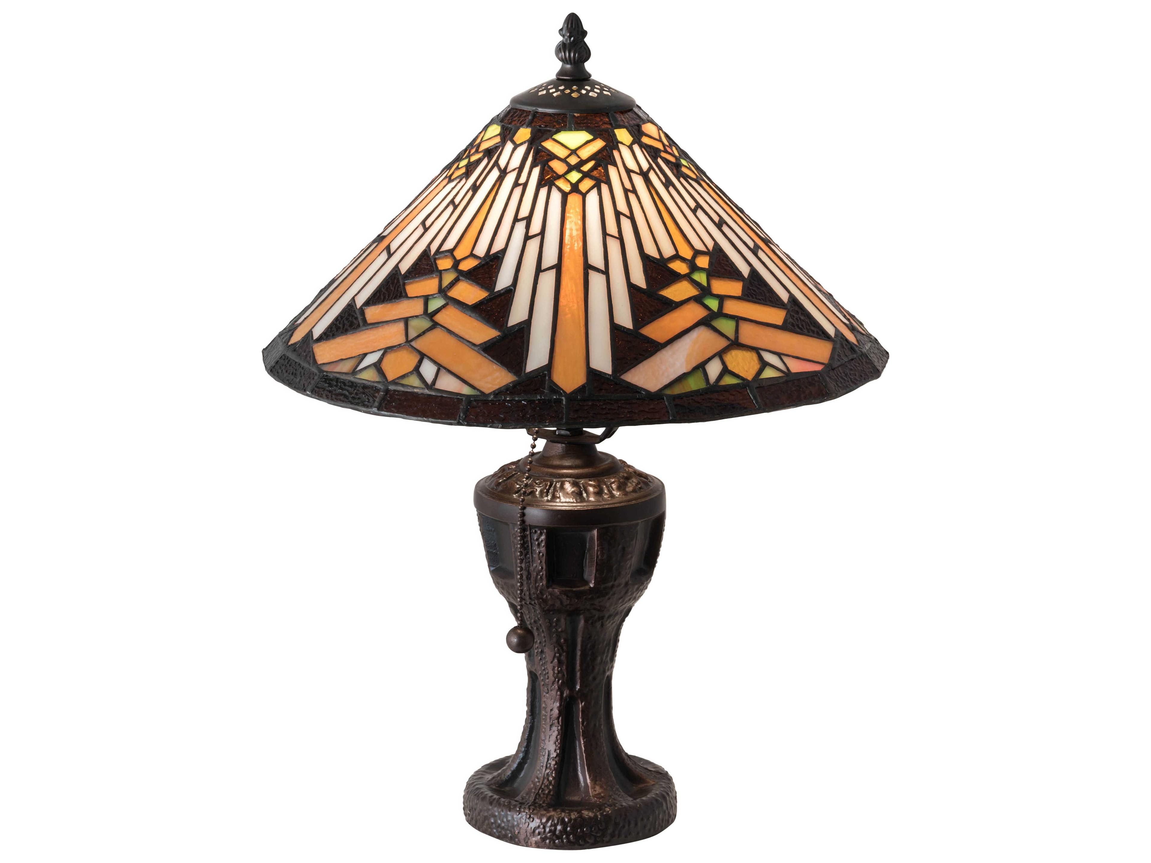 Nuevo Ii Glass Tiffany Mahogany Bronze Brown Table Lamp