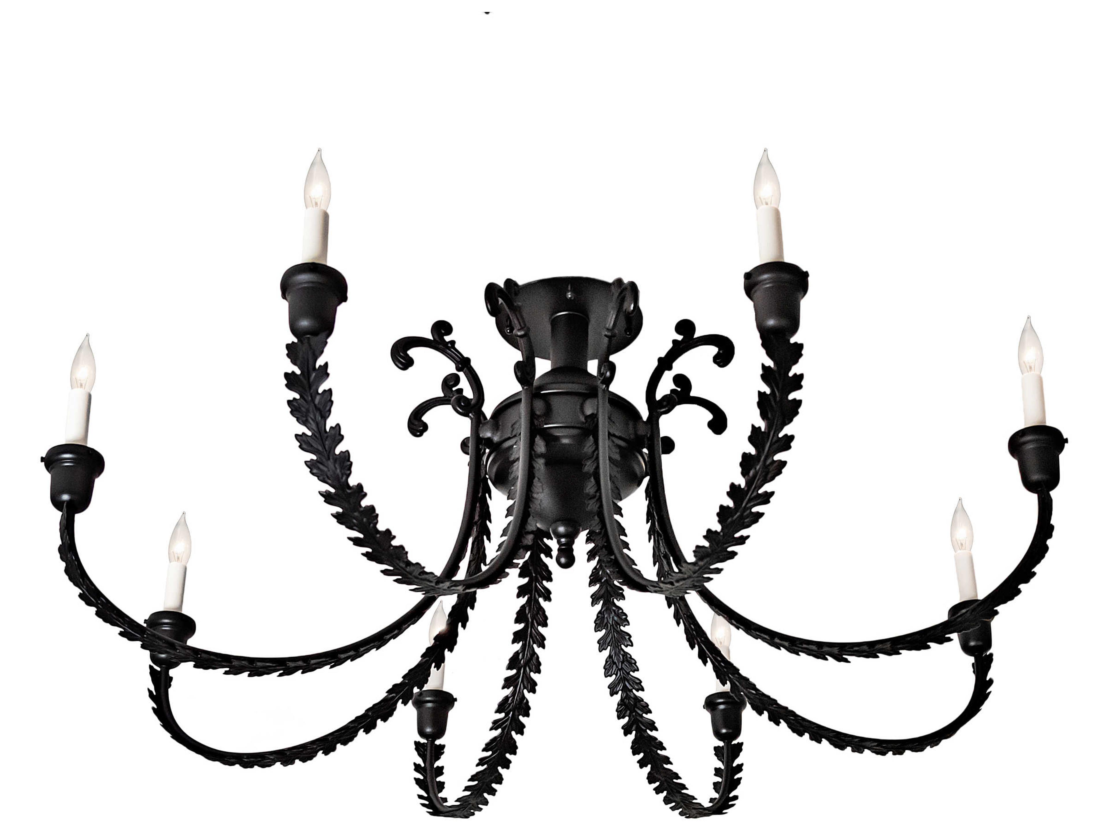 Oak Bough 8-Light Black Semi Flush Mount
