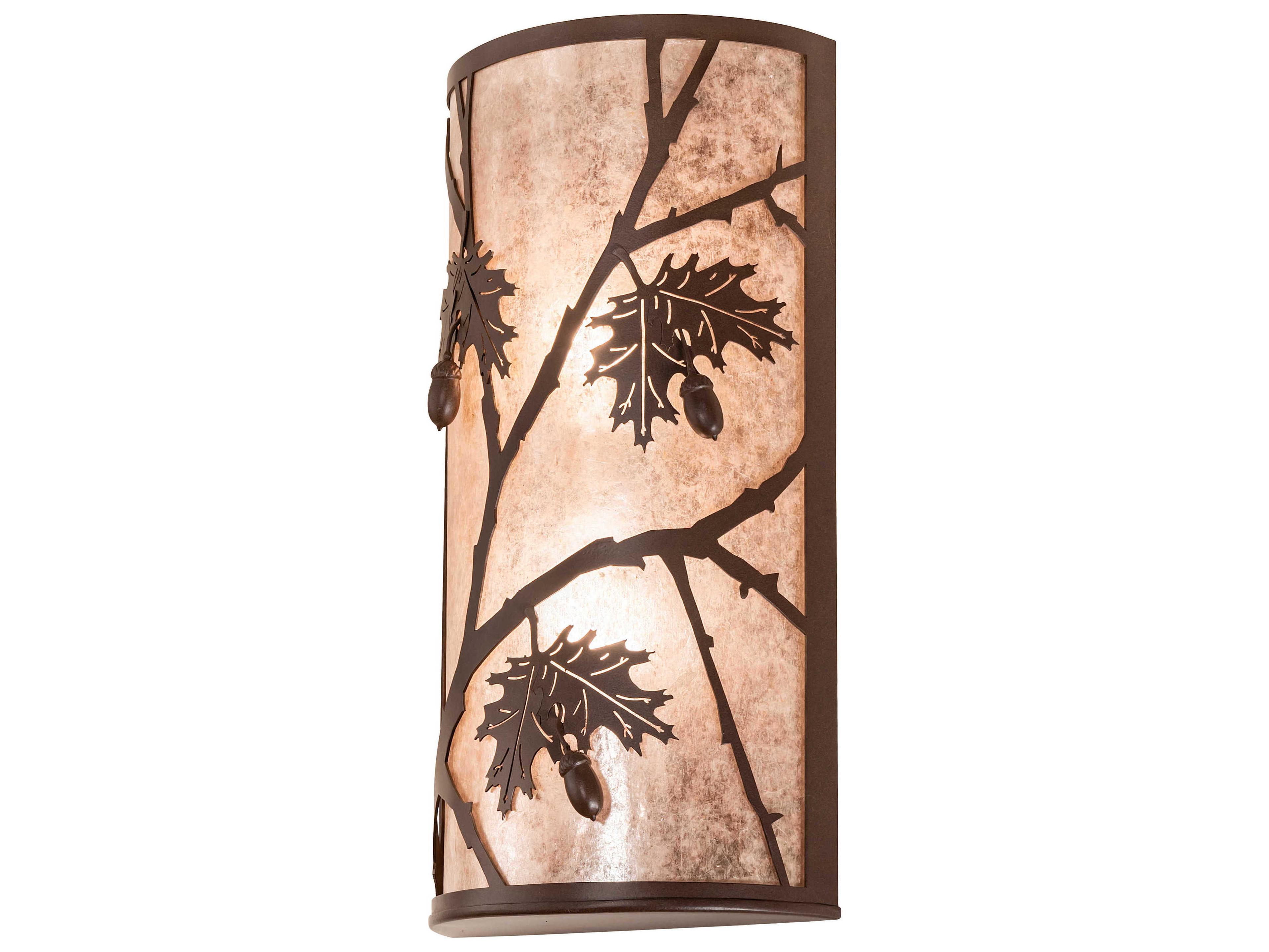 Oak Leaf & Acorn 2-Light Brown Wall Sconce