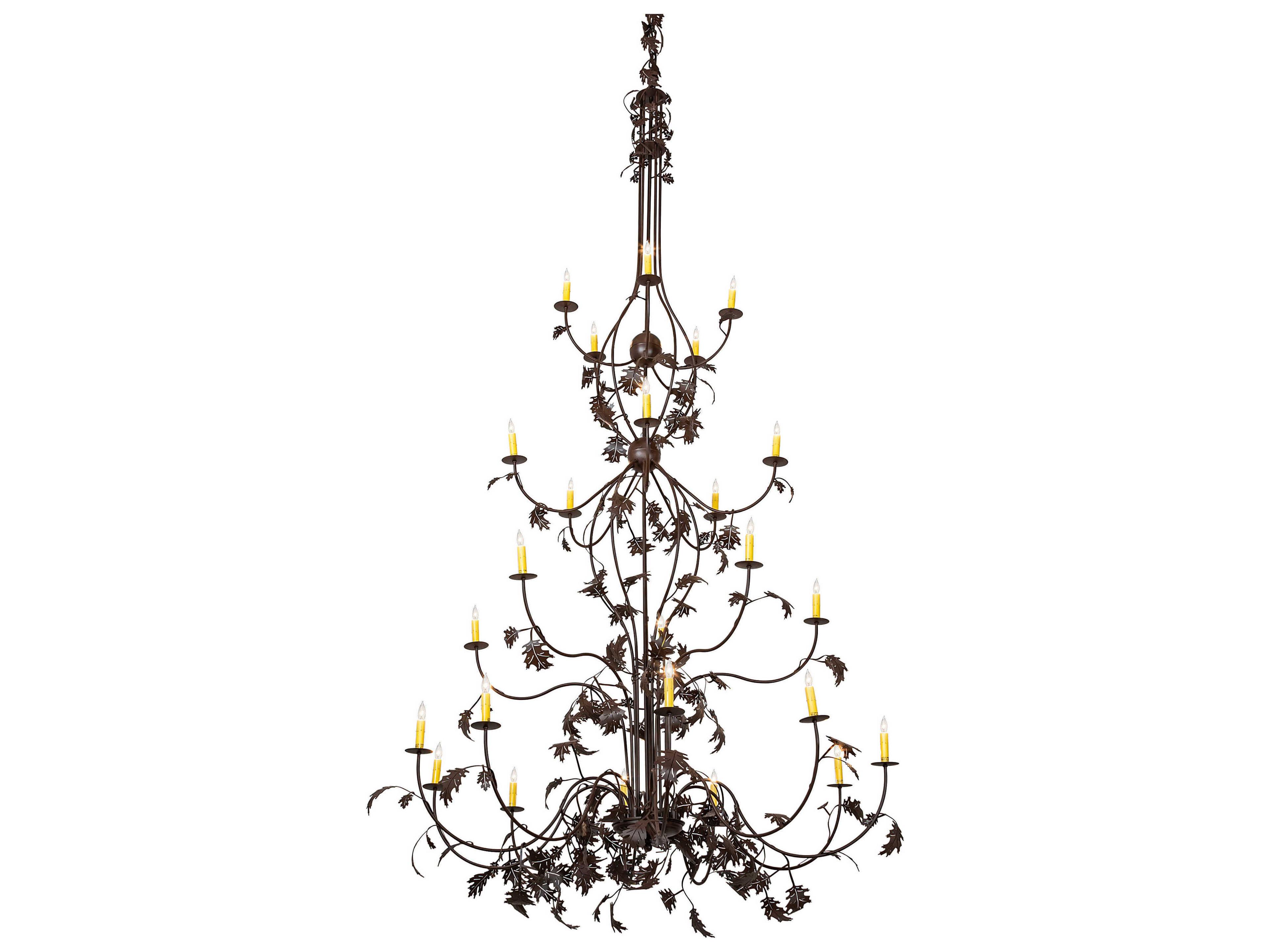 Oak Leaf 25-Light Brown Candelabra Chandelier