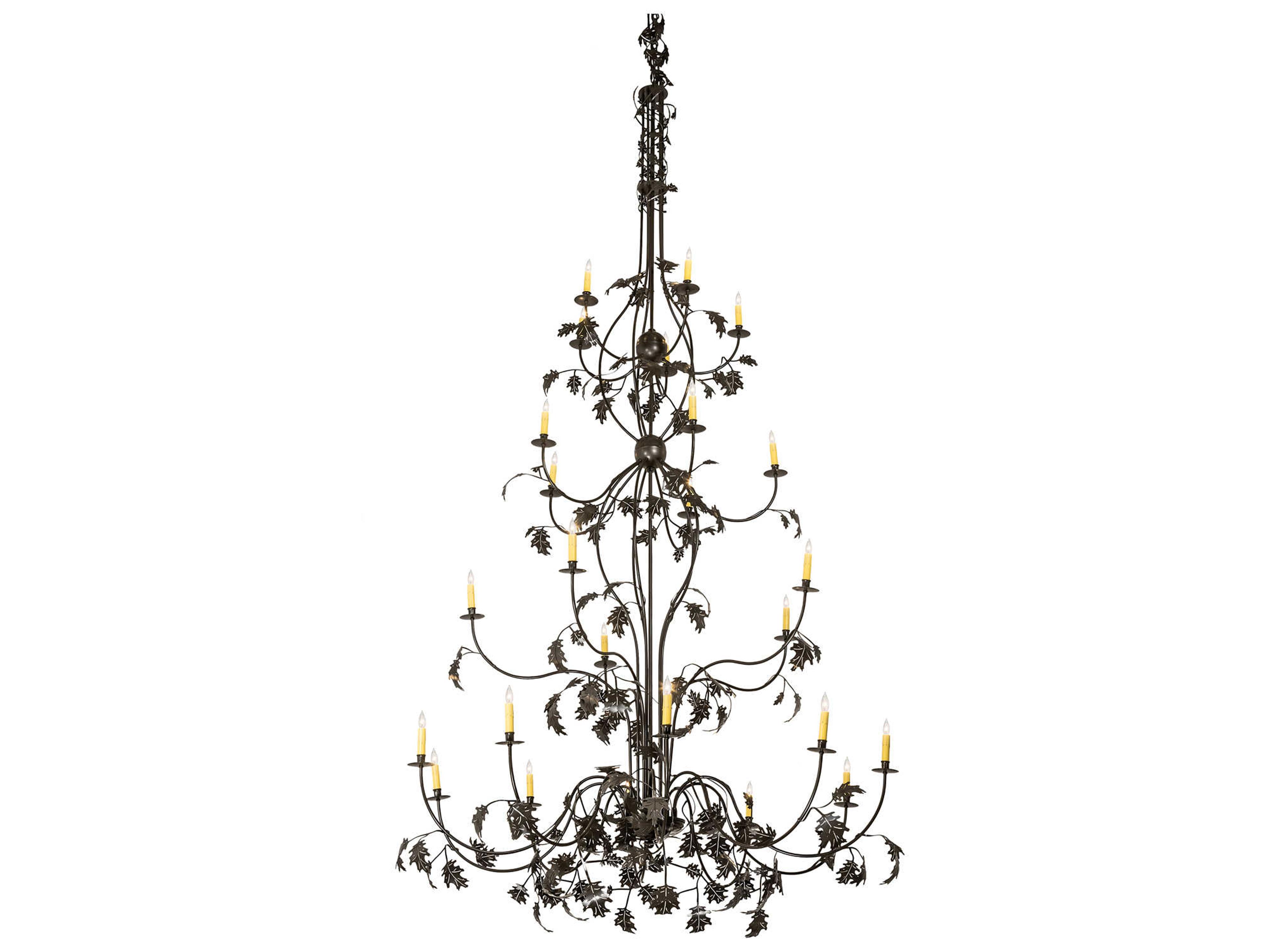 Oak Leaf 25-Light Timeless Bronze Candelabra Tiered Chandelier