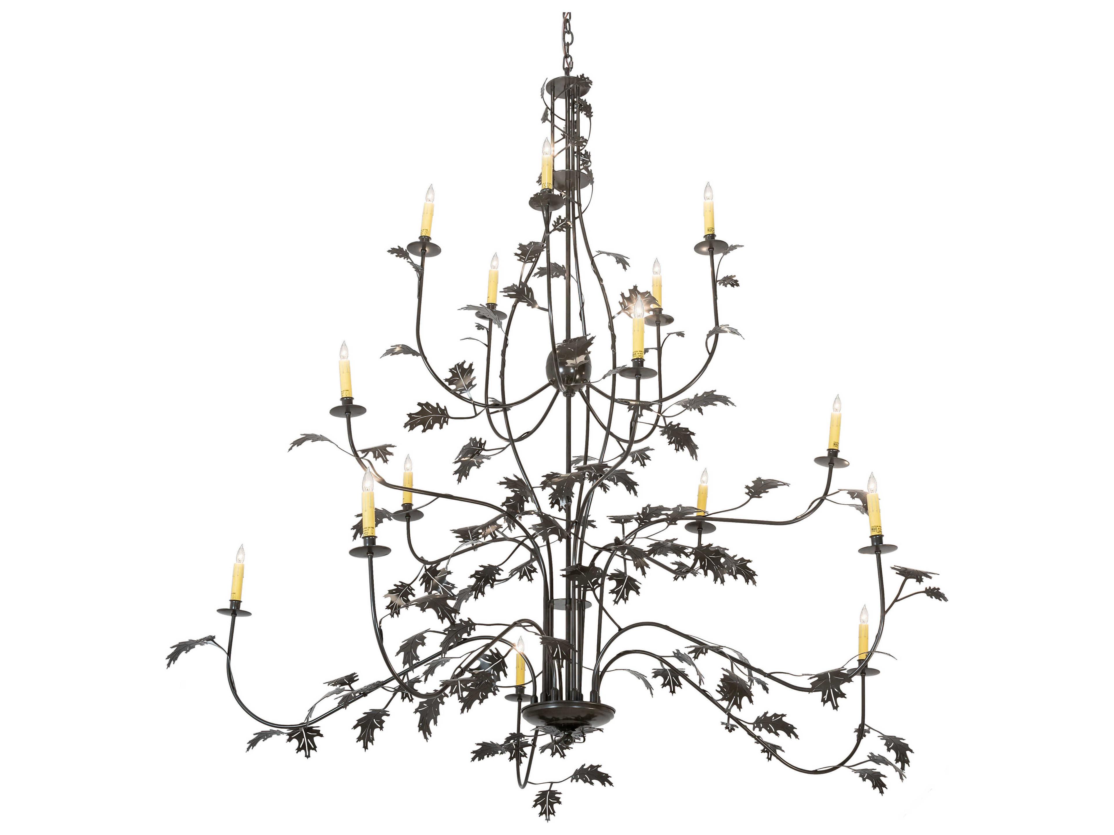 Oak Leaf 15-Light Timeless Bronze Candelabra Tiered Chandelier