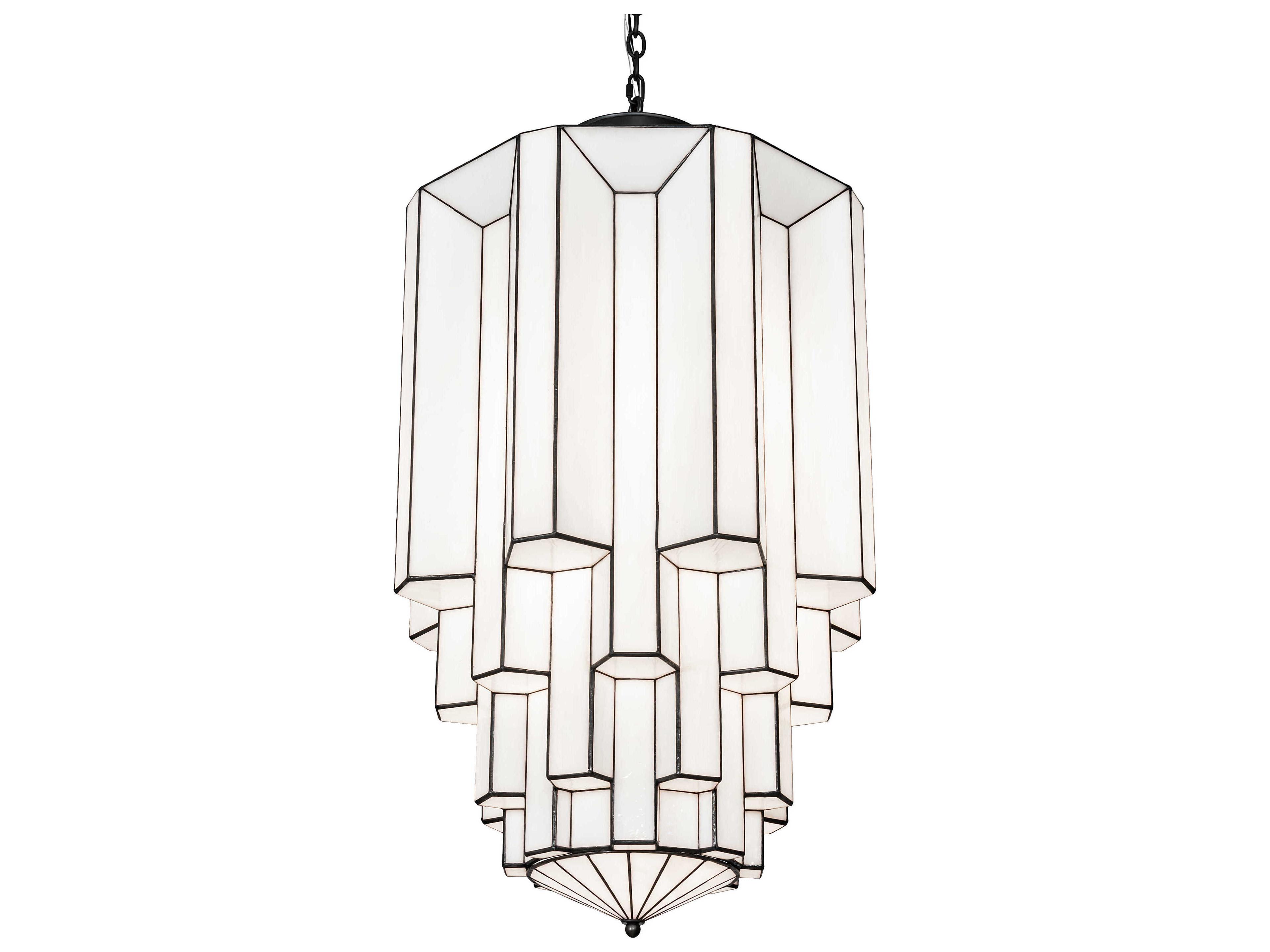 Paramount 8-Light Black White Glass Cylinder Pendant
