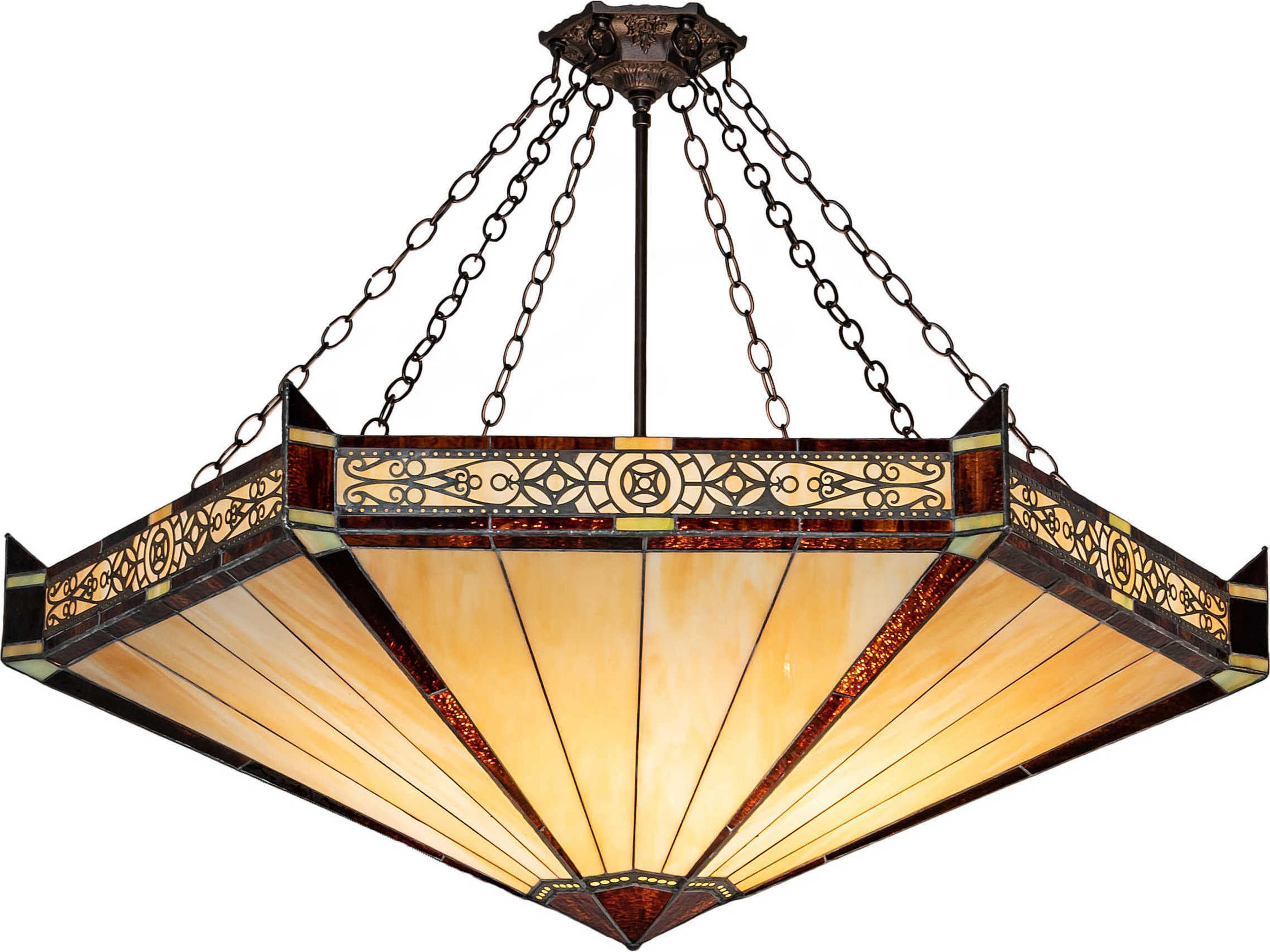 Peaches 6-Light Mahogany Bronze Brown Glass Tiffany Pendant