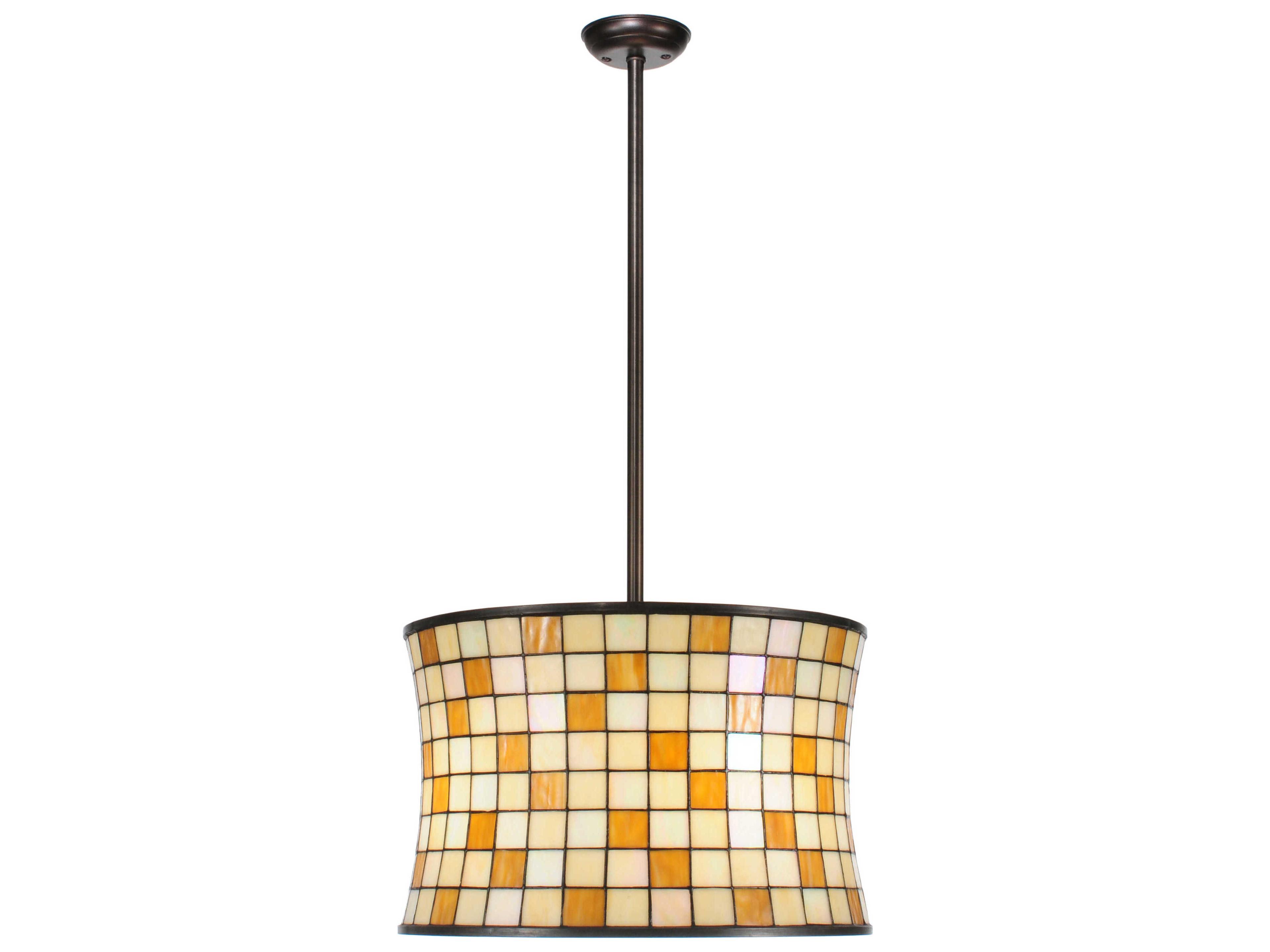 4-Light Brown Glass Tiffany Drum Pendant